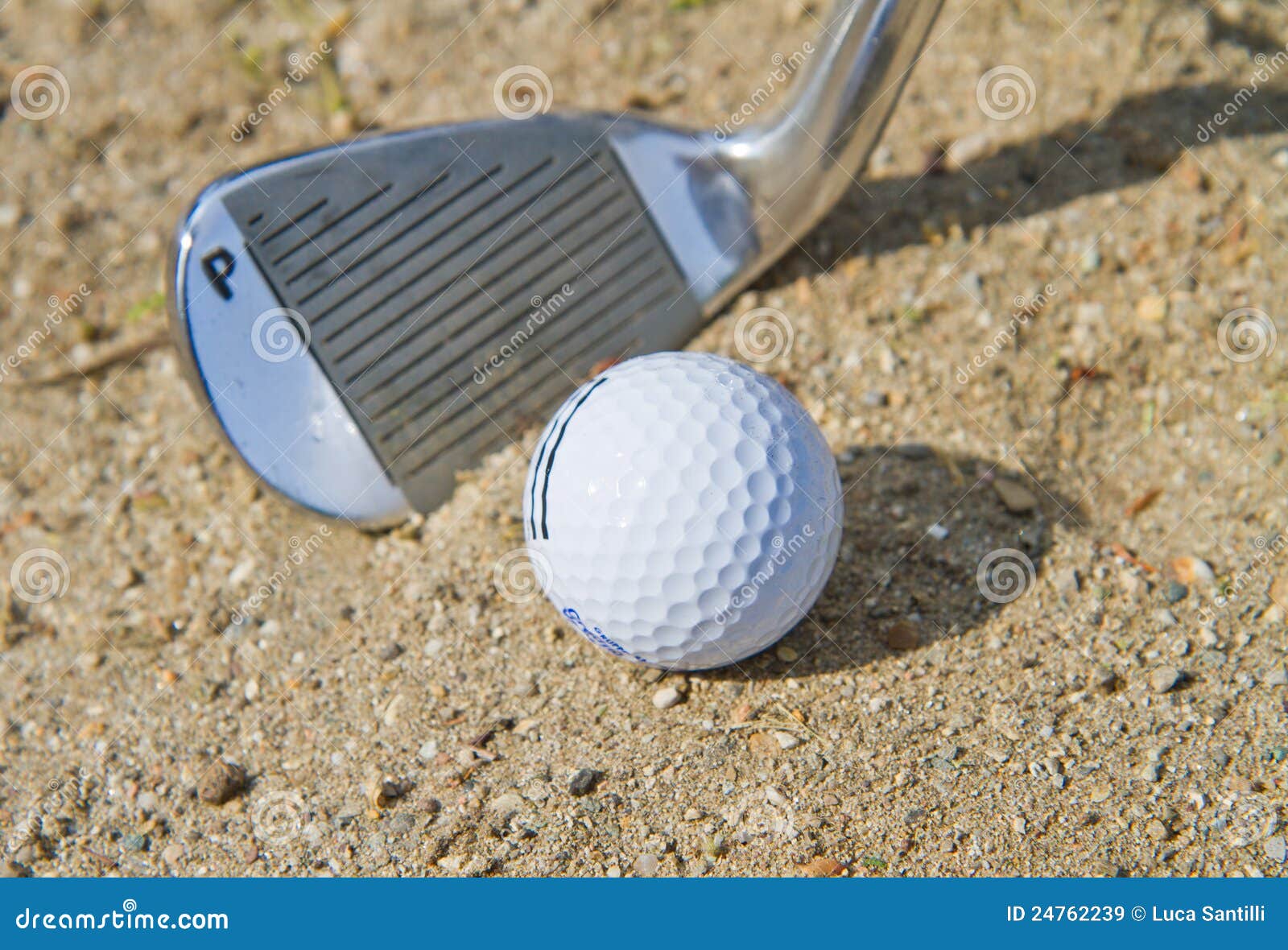 Golf ball in a bunker stock image. Image of buried, trouble 24762239