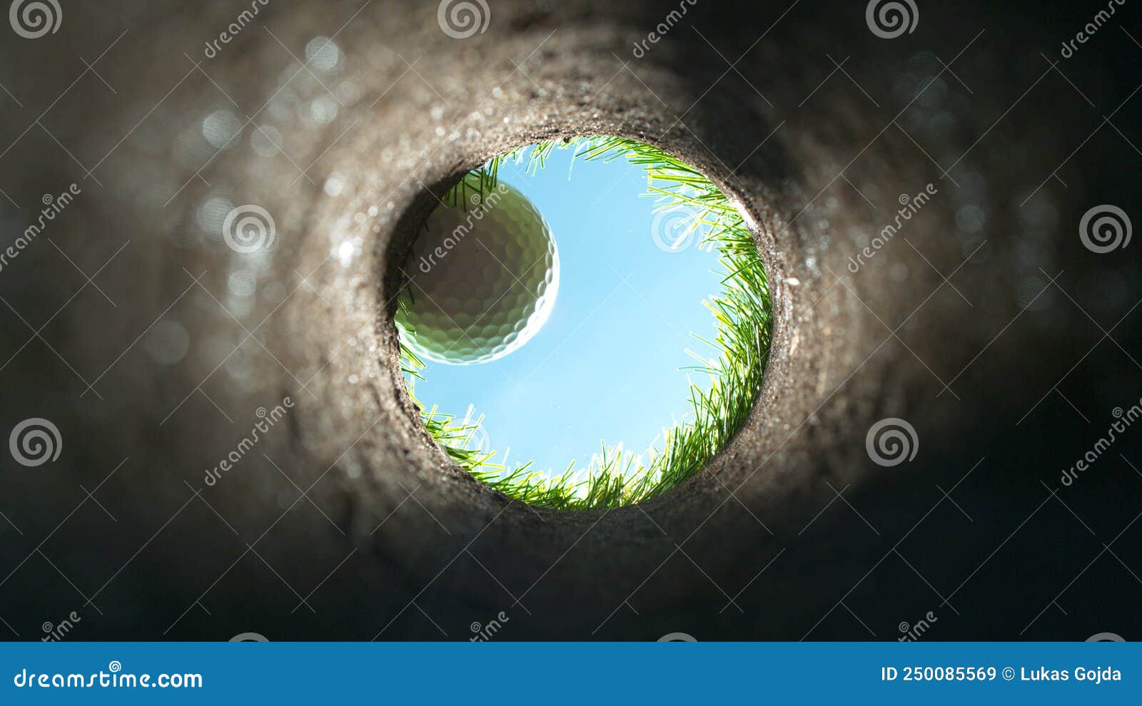 Golf Ball Falls into the Hole at the Camera Stock Image Image of fall