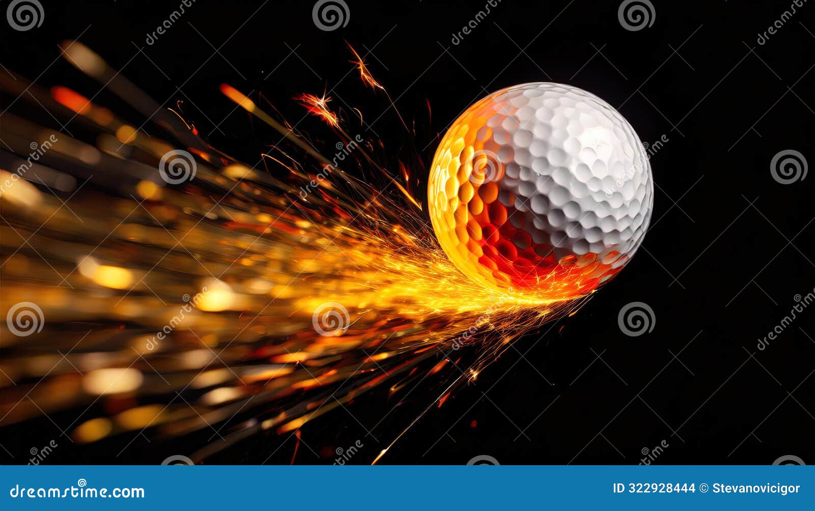 Golf Ball with Fire Effect and Sparks Stock Illustration Illustration