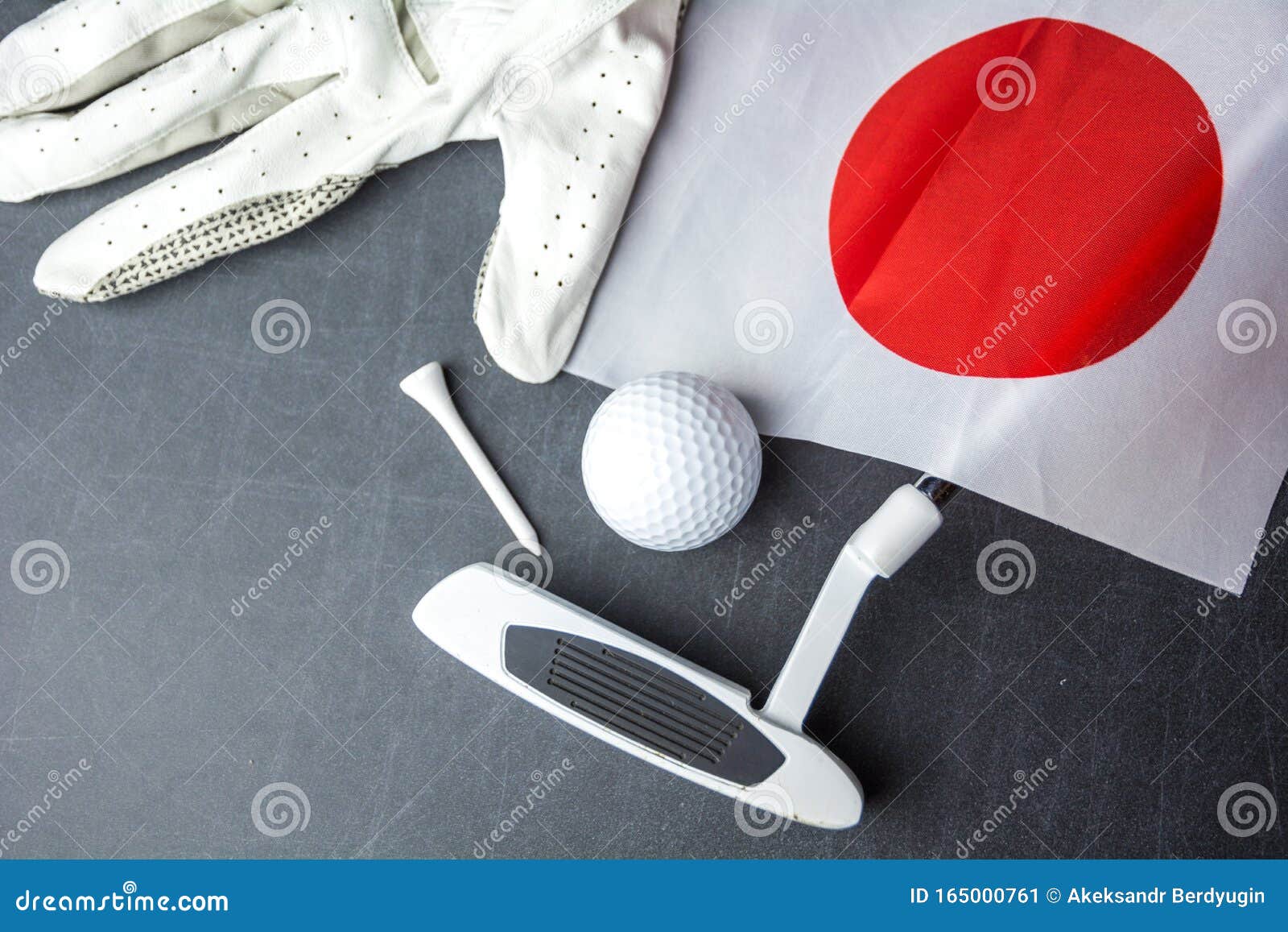Golf Ball with Flag of Japan on Wood Table Stock Image Image of