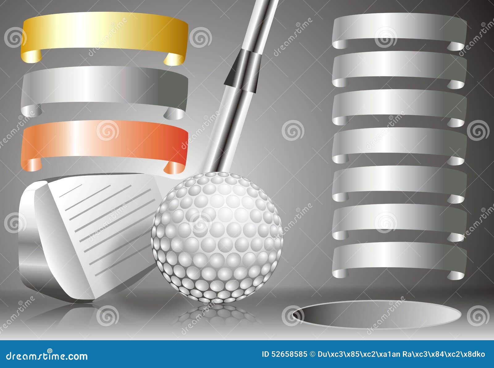 Golf Ball with Golf Club with with Winners Chart Stock Illustration