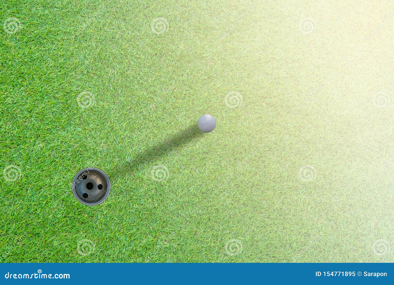 Golf Ball on Green Top View.with Space for Text Stock Image Image of