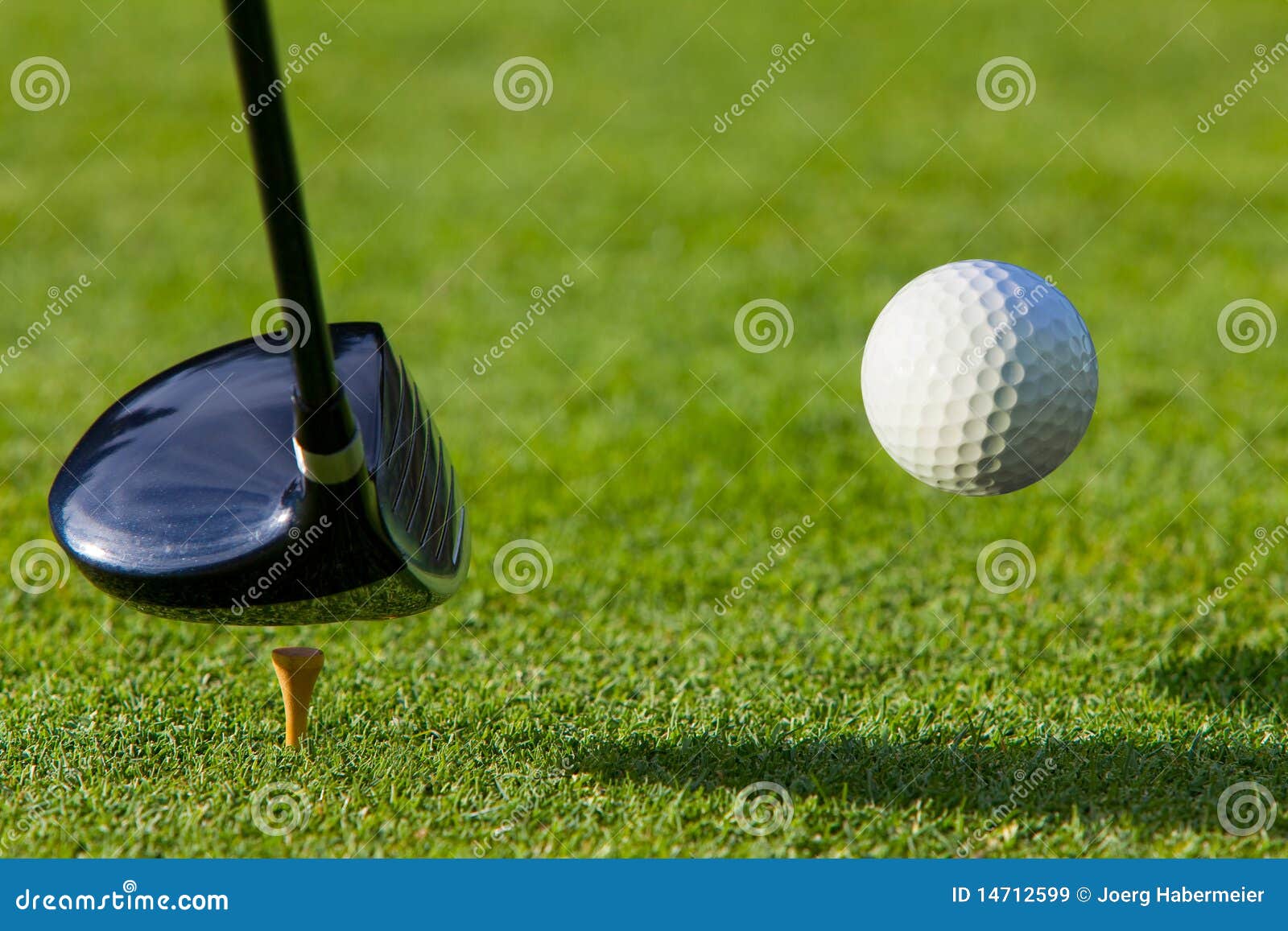 Golf Ball Hit Off The Tee With Driver On Golf Cour Stock Image