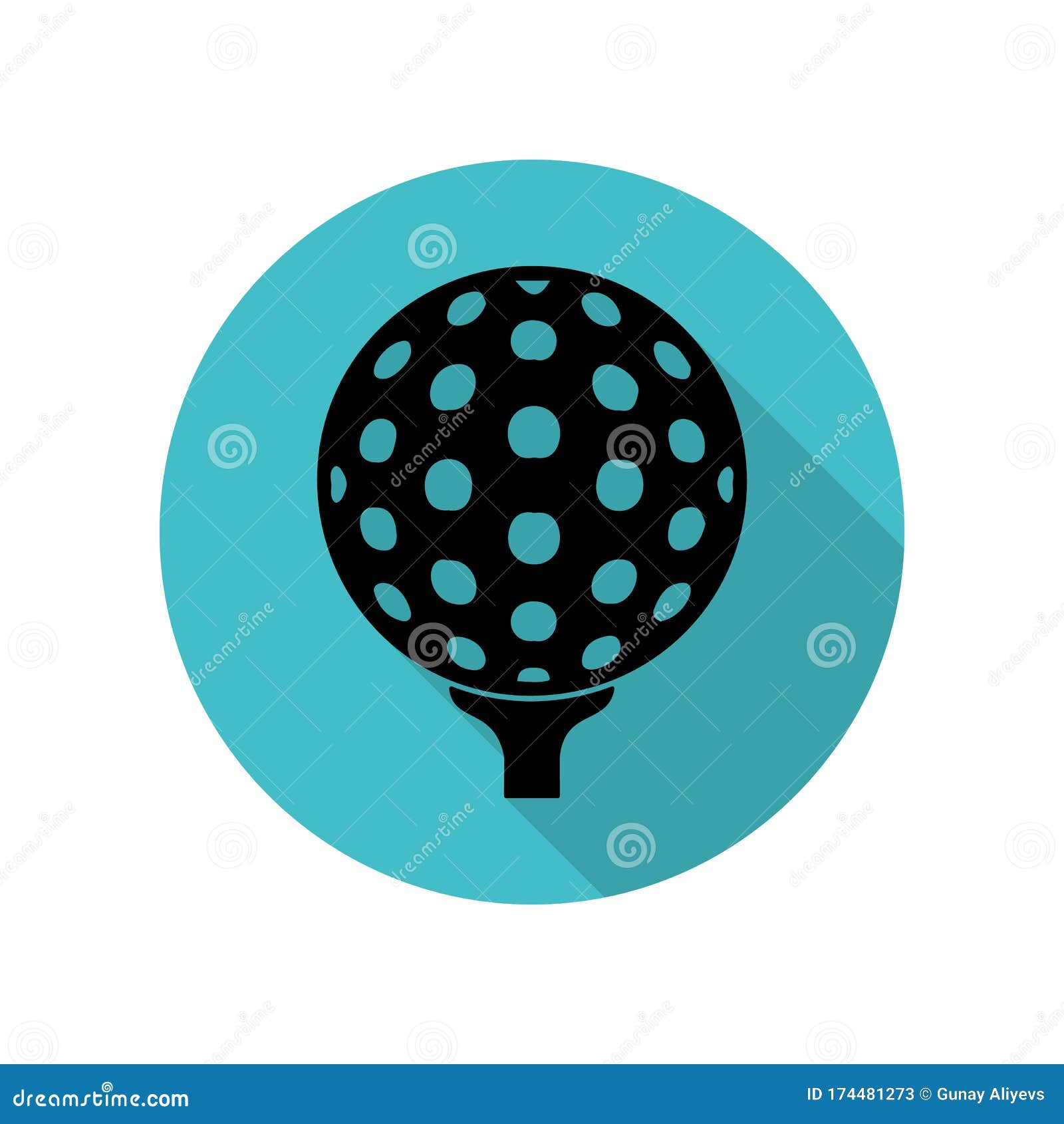 golf ball long shadow icon. simple glyph, flat  of arrow icons for ui and ux, website or mobile application