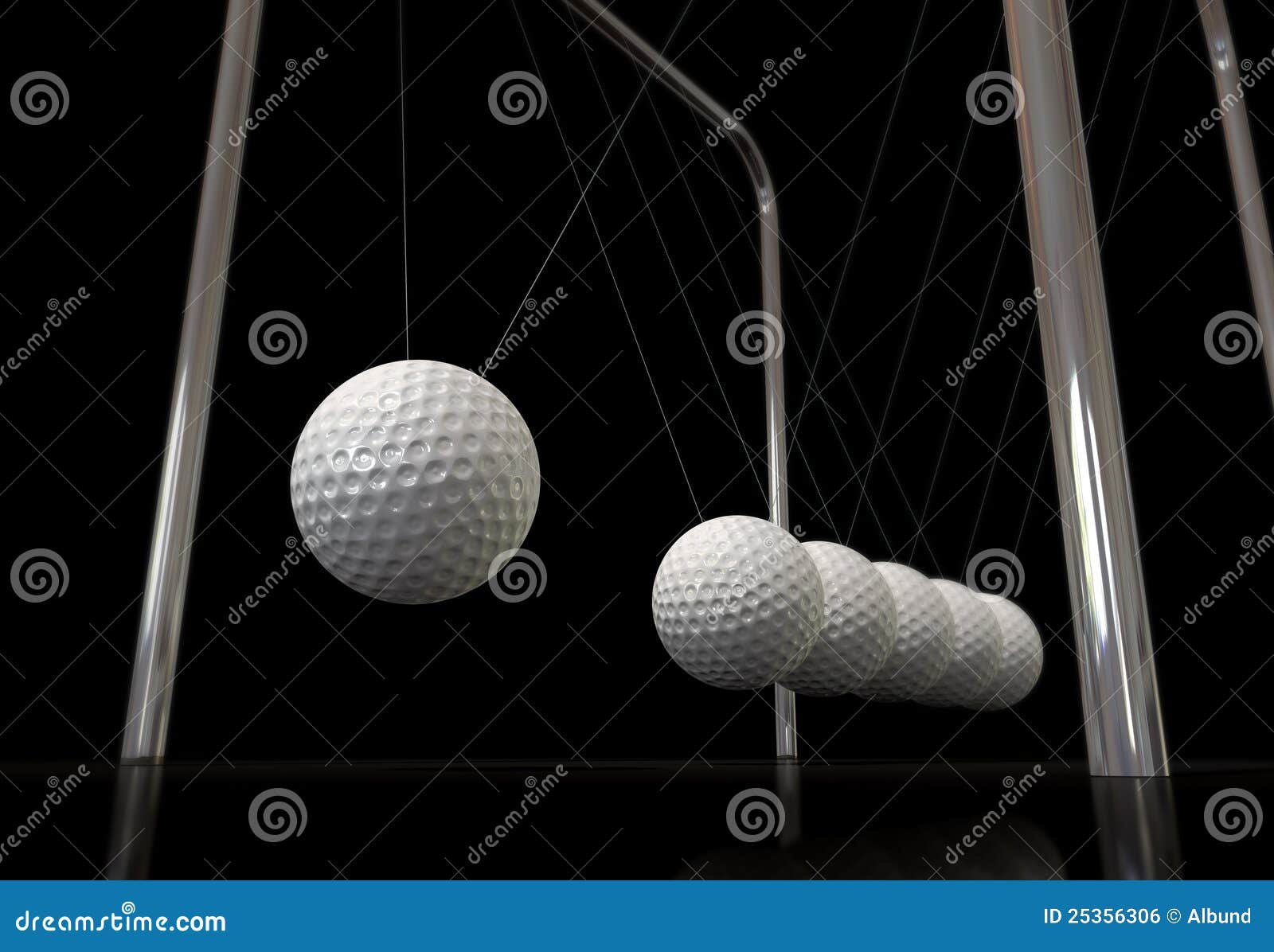 Golf Ball on a Newtons Cradle Stock Illustration Illustration of