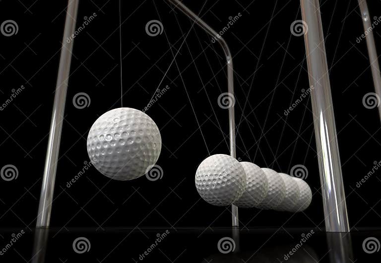 Golf Ball on a Newtons Cradle Stock Illustration Illustration of