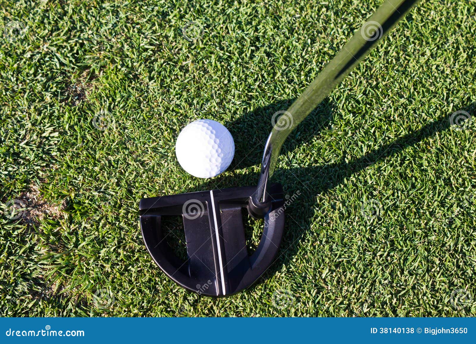 Golf ball and putter club stock photo. Image of ball 38140138