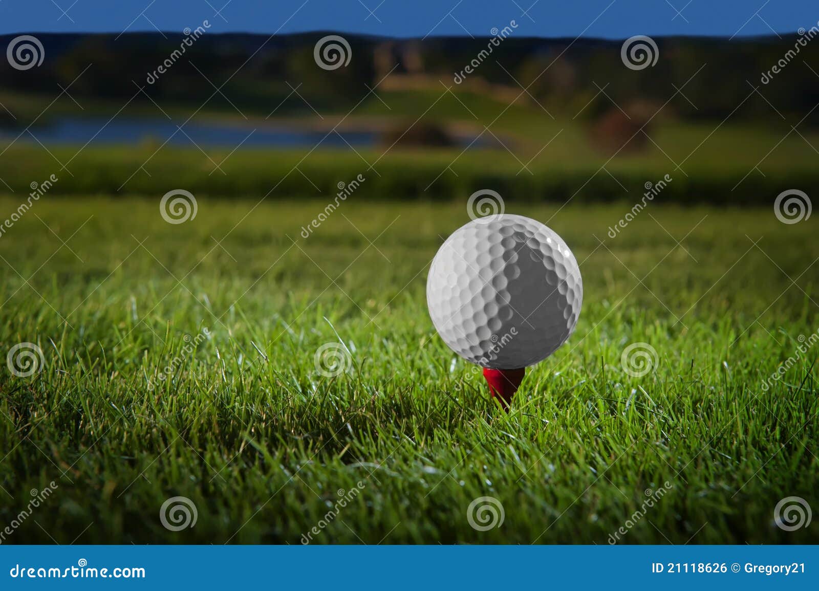 Golf ball on red tee stock photo. Image of ireland, green 21118626
