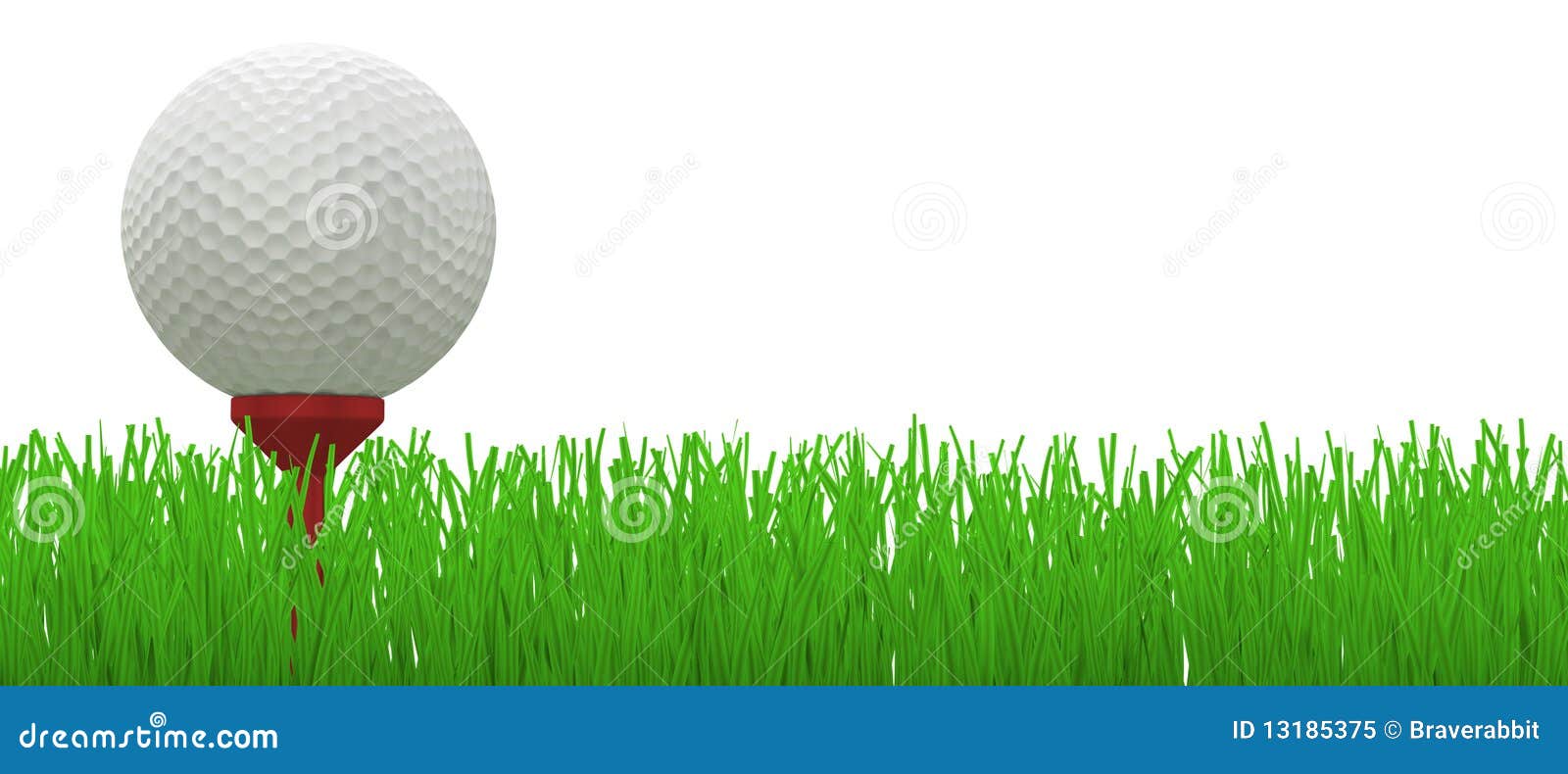 golf ball on red tee in grass -