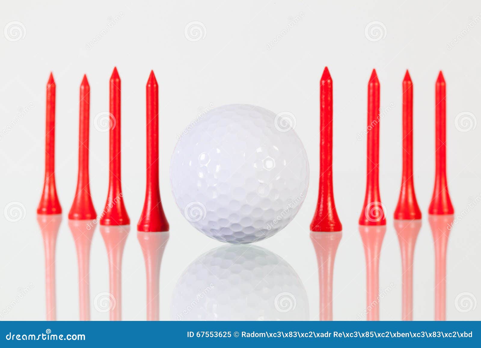 Golf Ball and Red Tees on the Glass Table Stock Image Image of sport
