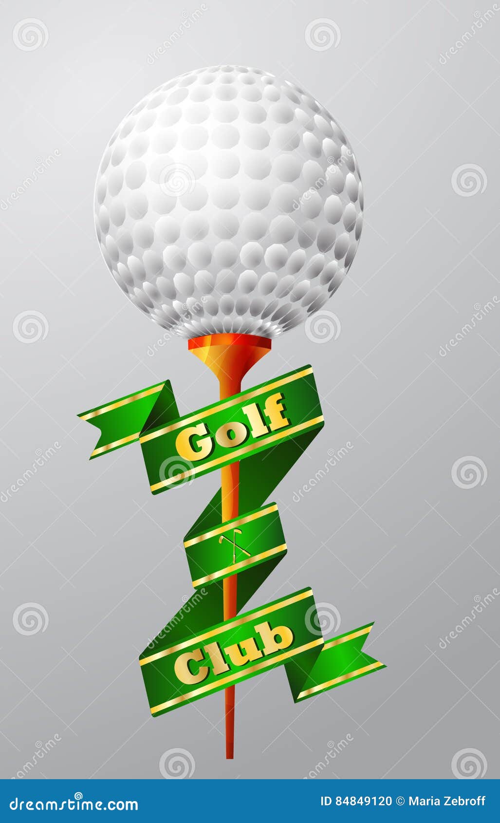 Golf ball with ribbon stock vector. Illustration of single 84849120