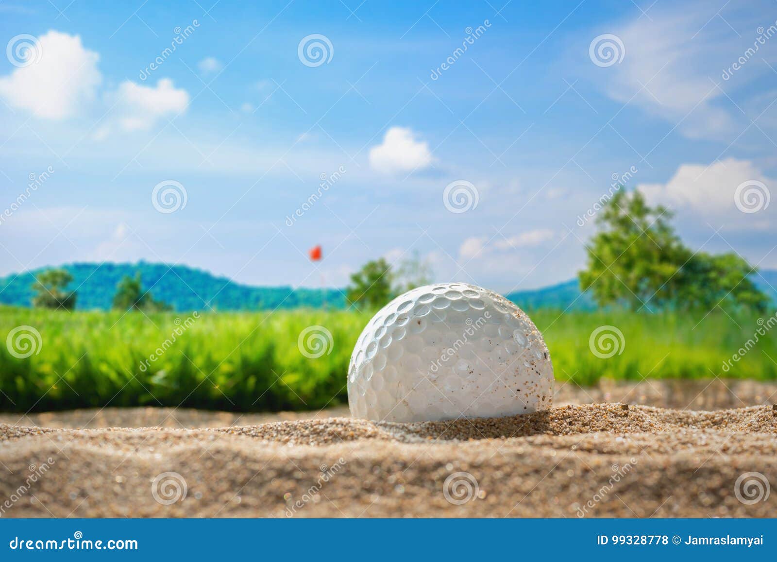 Golf Ball on Sand Bunker in Golf Courses Stock Photo Image of