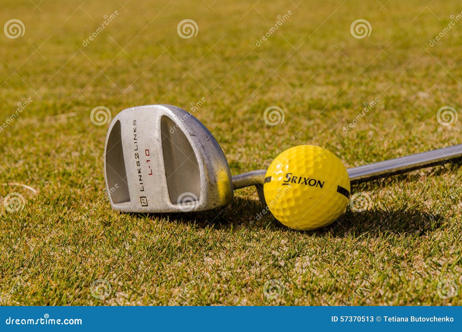 A golf ball and a stick editorial stock photo. Image of outside 57370513