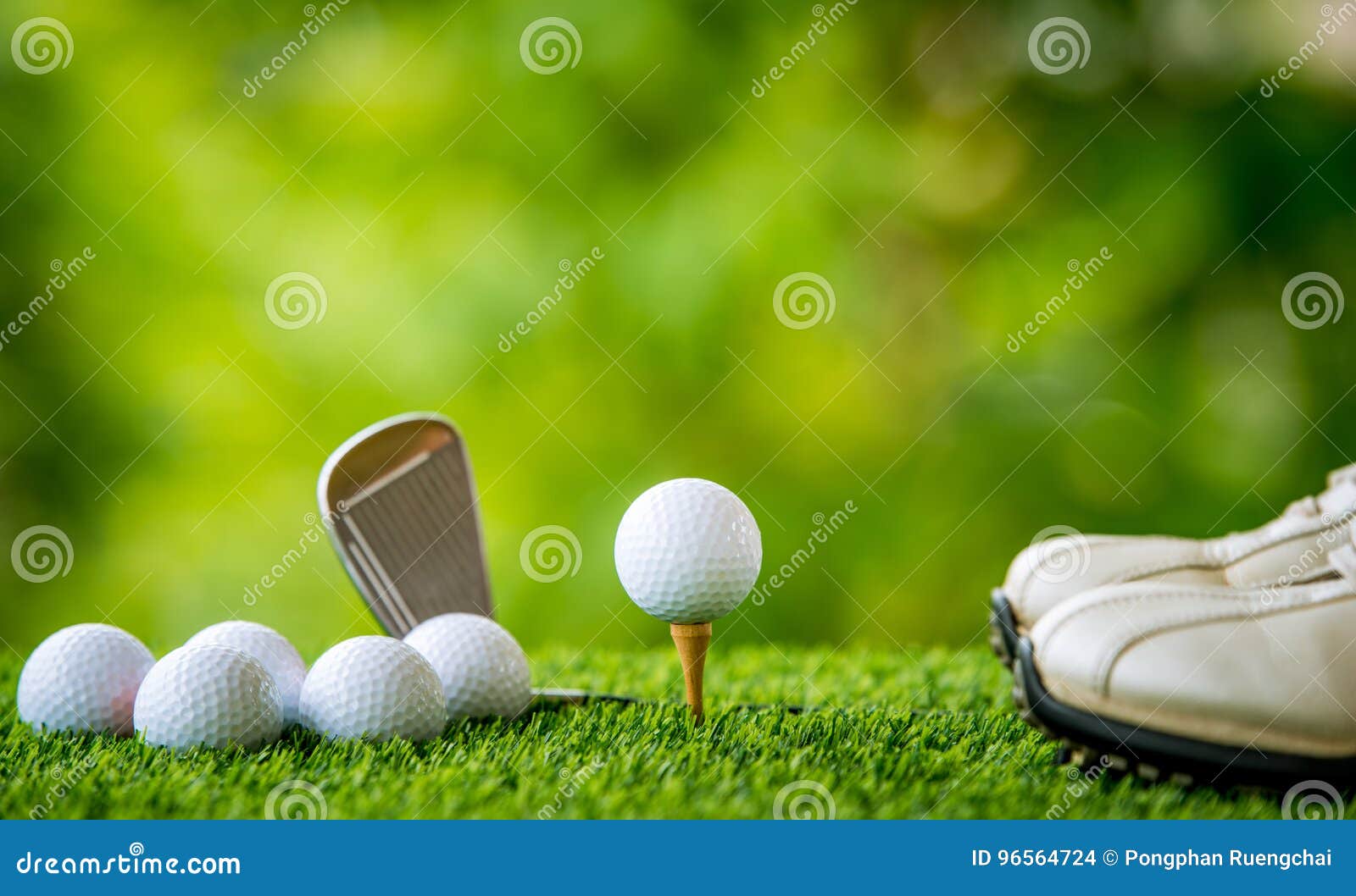 Golf ball on tee stock photo. Image of leisure, grass 96564724