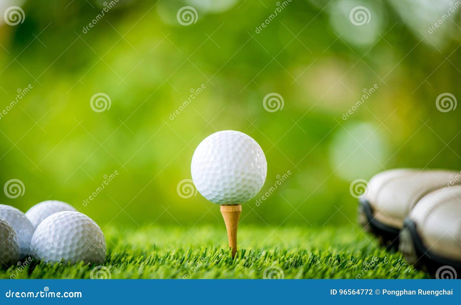 Golf ball on tee stock photo. Image of recreation, person 96564772