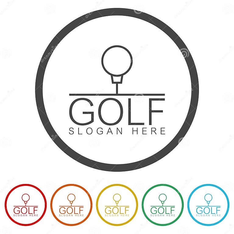 Golf Ball Template Set Icons in Color Circle Buttons Stock Vector