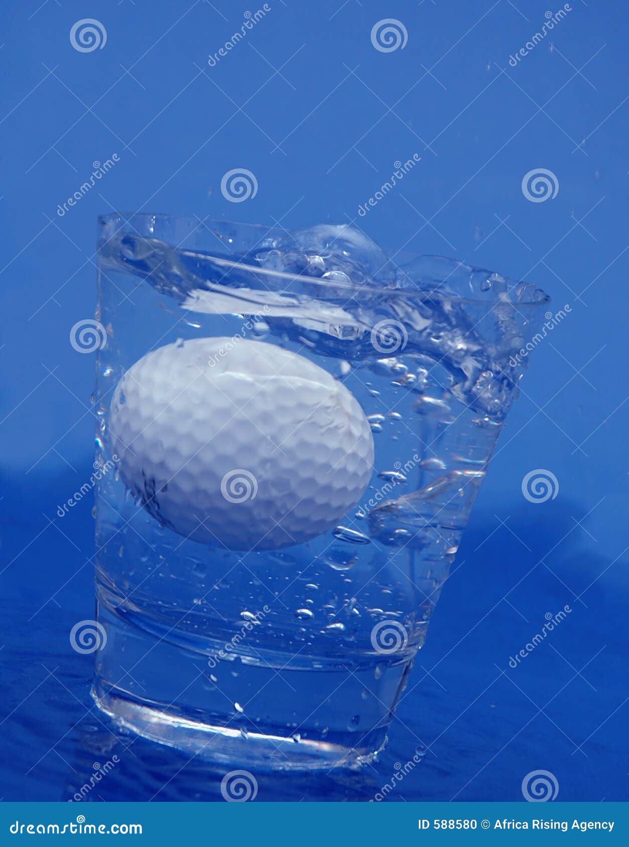 Golf ball in water stock photo. Image of glass, ball, sport 588580