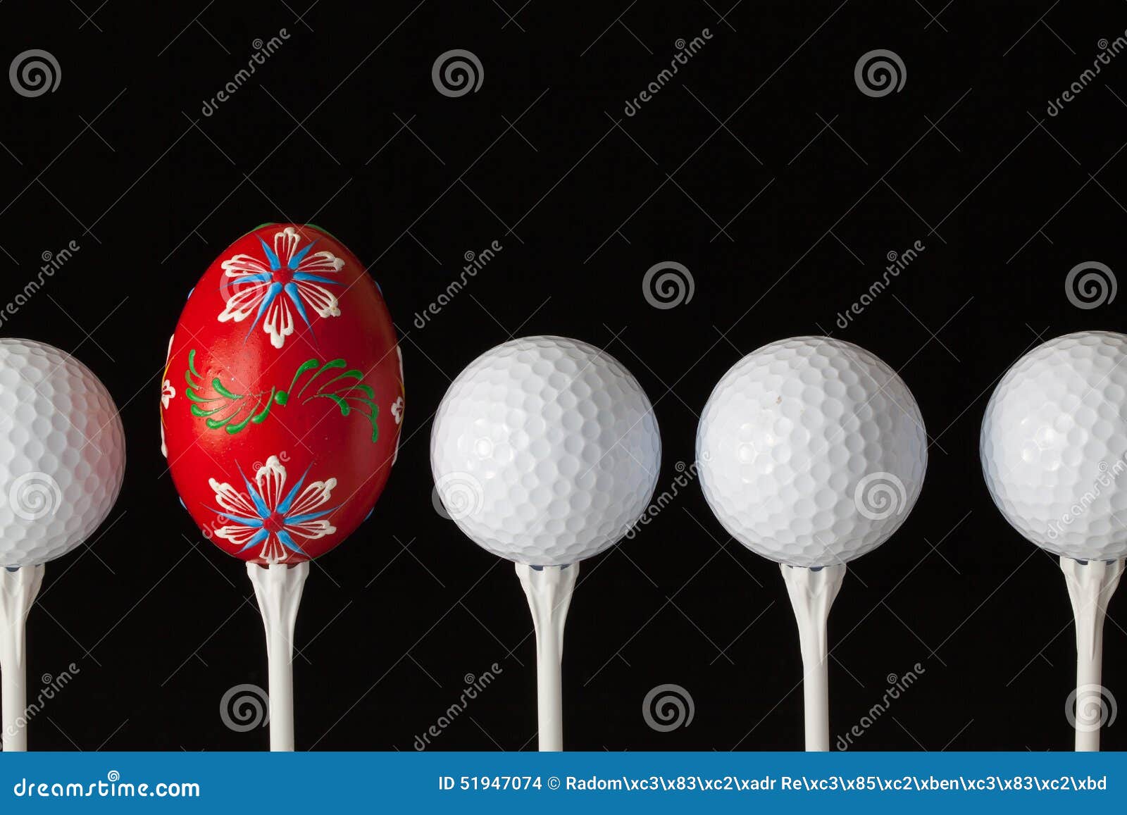 Golf Balls and Egg on a Black Glass Desk Stock Photo Image of celebration, decor 51947074