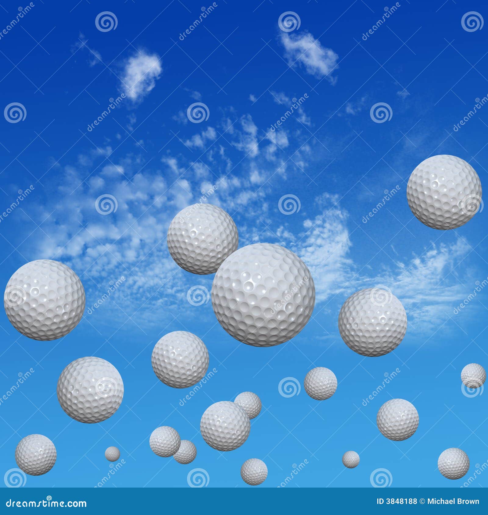 Golf Balls Set in High Cloud Sky Stock Illustration Illustration of
