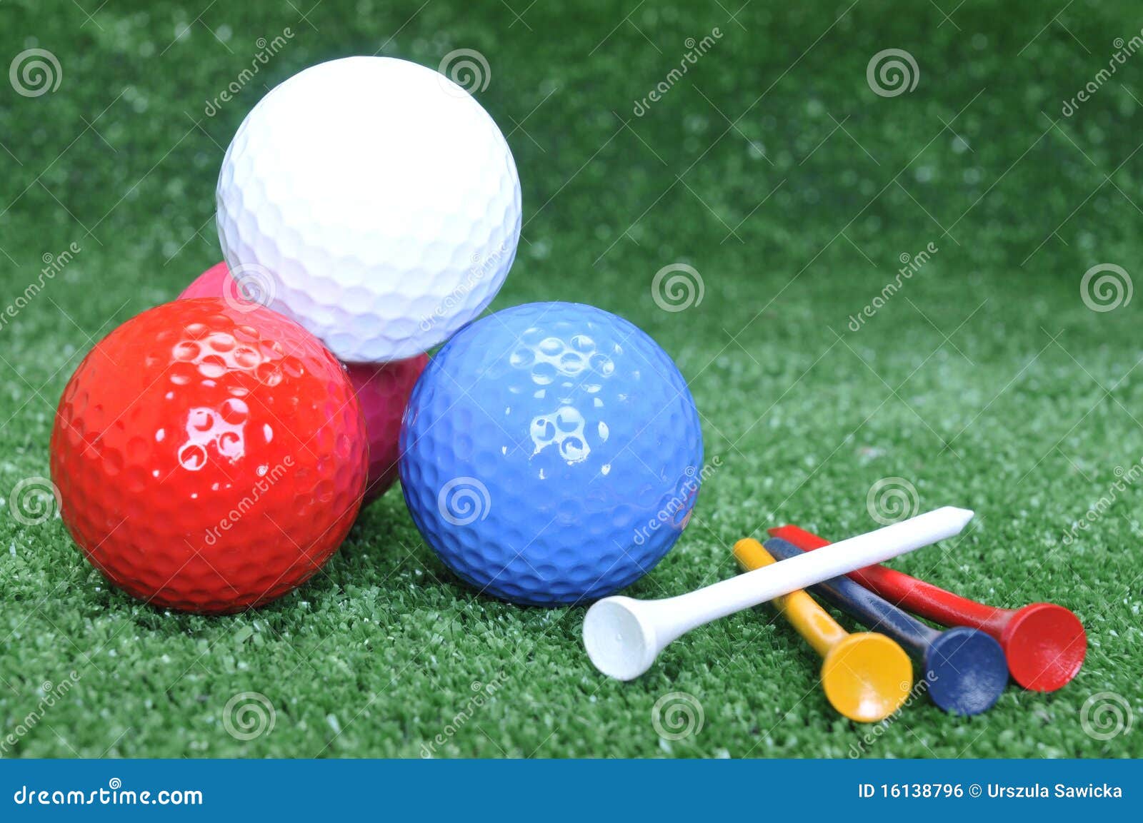 Golf balls and tees stock photo. Image of ball, green 16138796