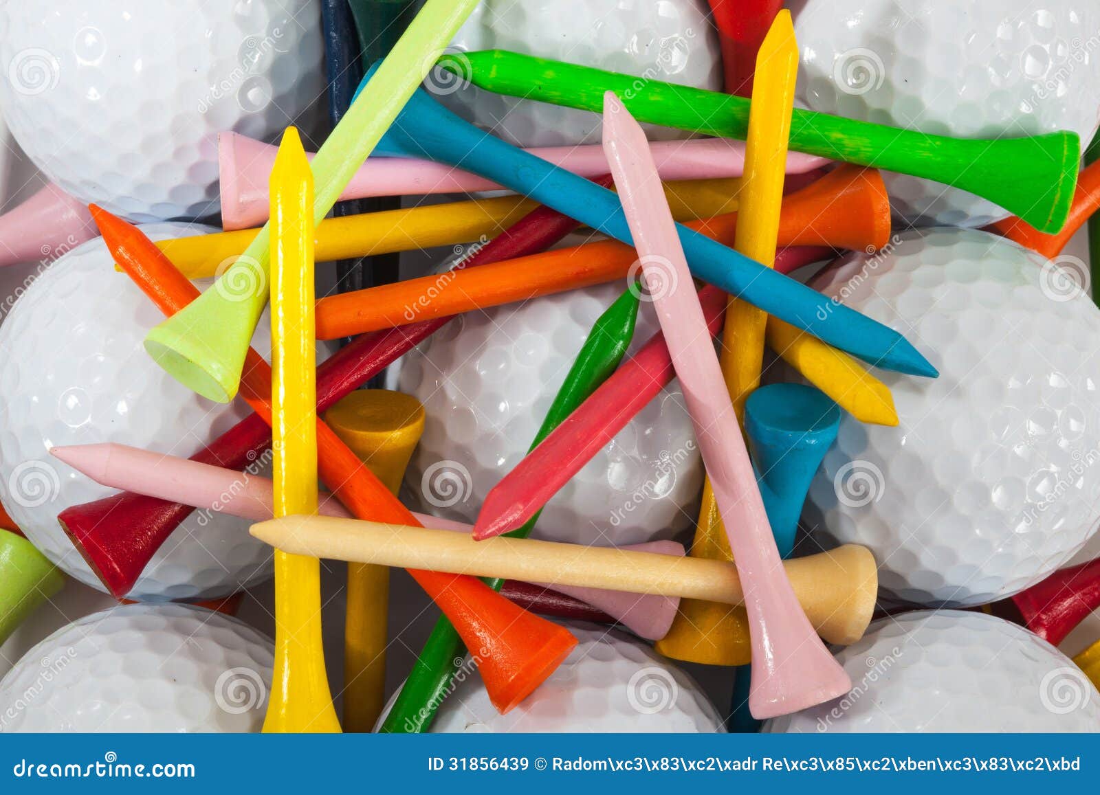 Golf balls and tees stock image. Image of golf, objects 31856439