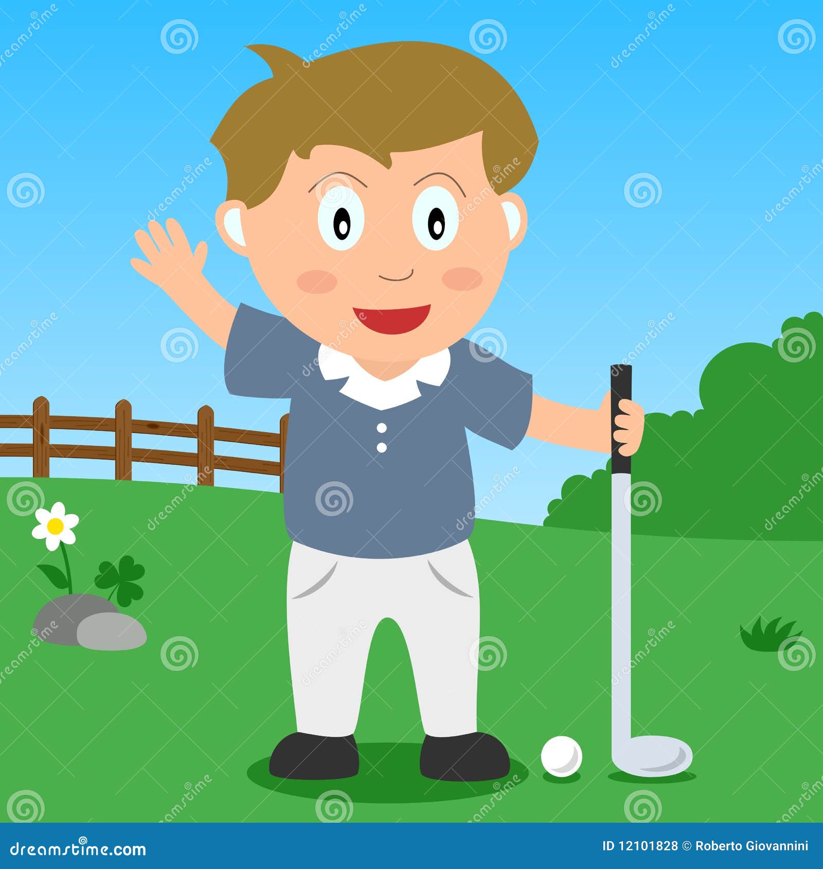 Golf Boy in the Park stock vector. Illustration of health 12101828