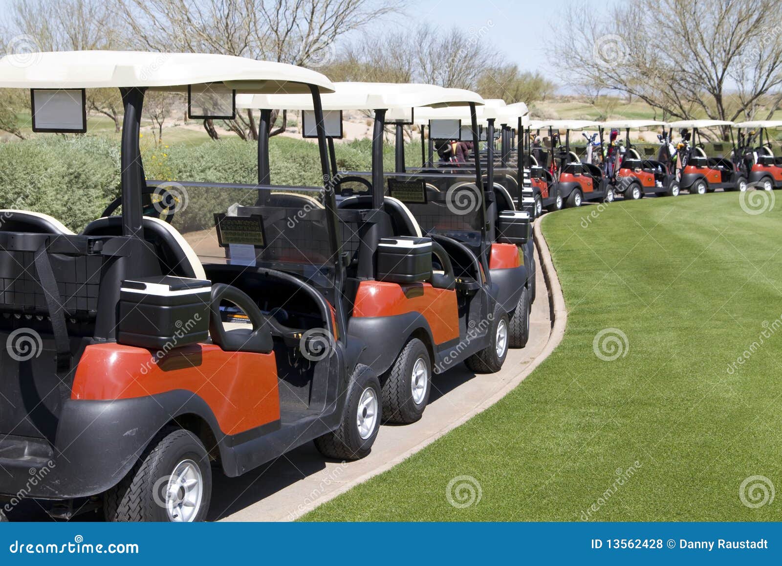 Golf Cars at Arizona Desert Golf Course Stock Photo Image of