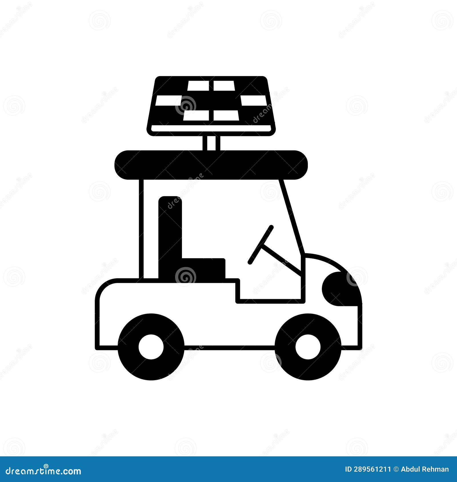 Golf Cart with Solar Vector Icon Which Can Easily Modify or Edit. Stock