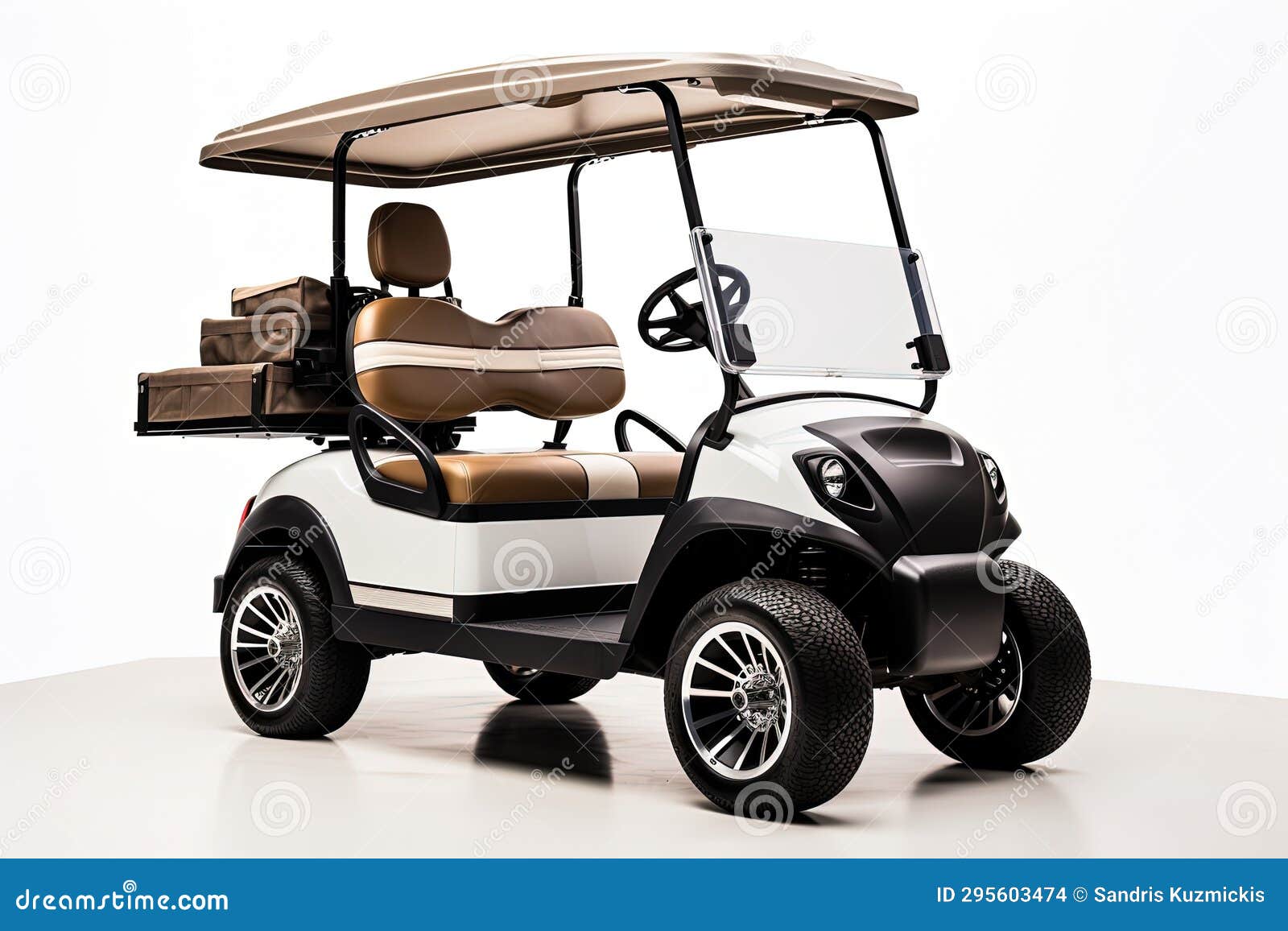 Golf Cart on White Background. Generative AI Stock Illustration