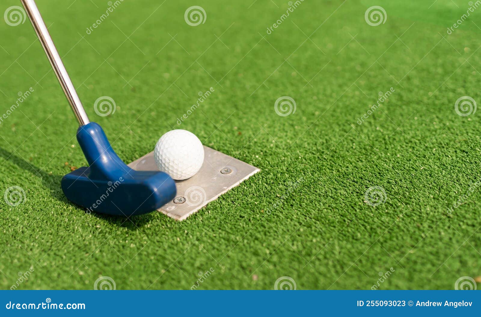 A Golf Club and a Ball during a Mini Golf Game Stock Image Image of