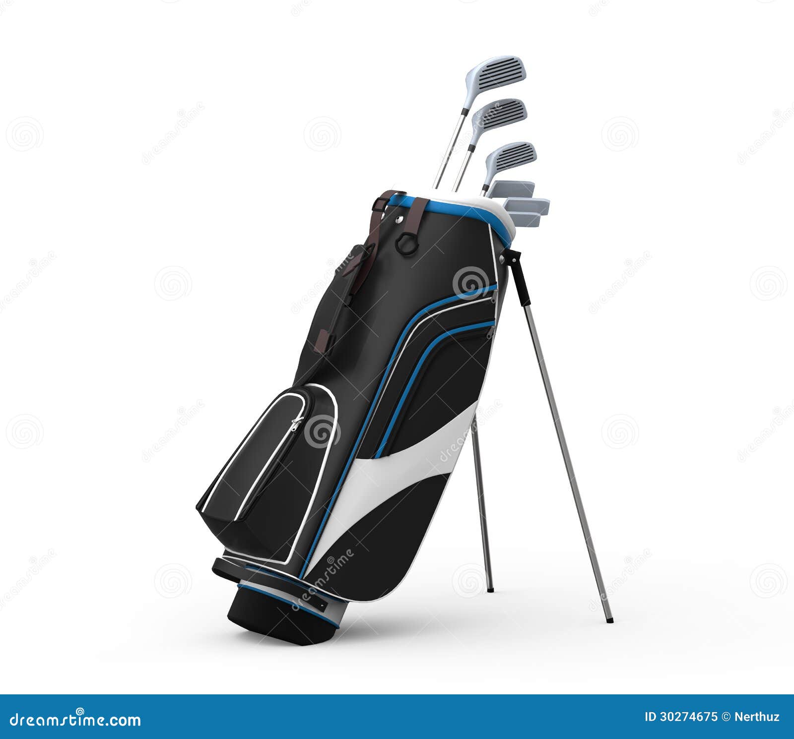 Golf Clubs and Bag Isolated on White Background Stock Image Image of