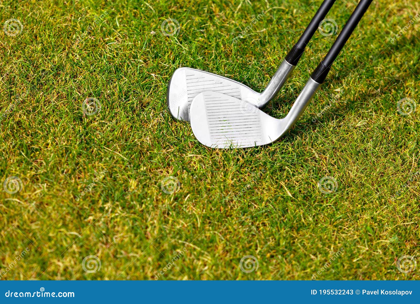 Golf Clubs on the Green Grass Stock Image Image of meadow, iron