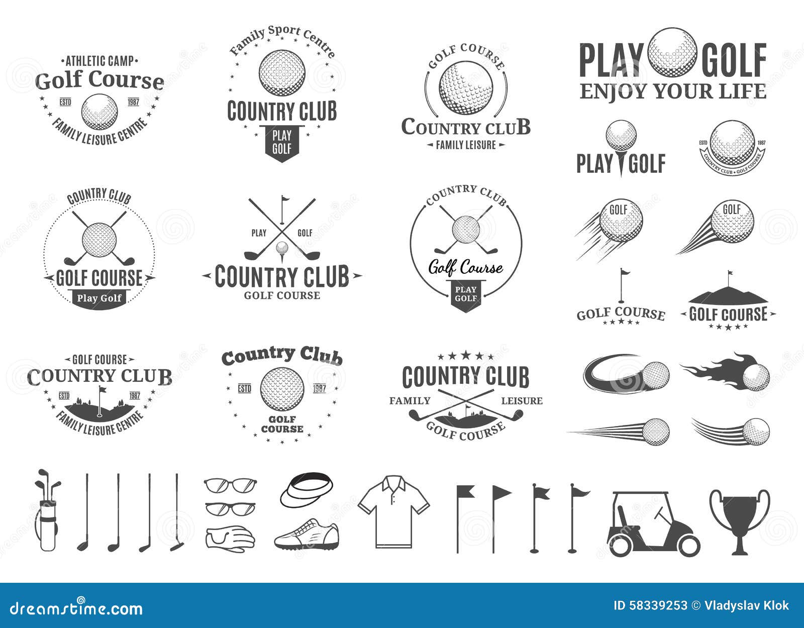 Golf Country Club Logo, Labels, Icons and Design Elements Stock Vector -  Illustration of flag, emblem: 58339253