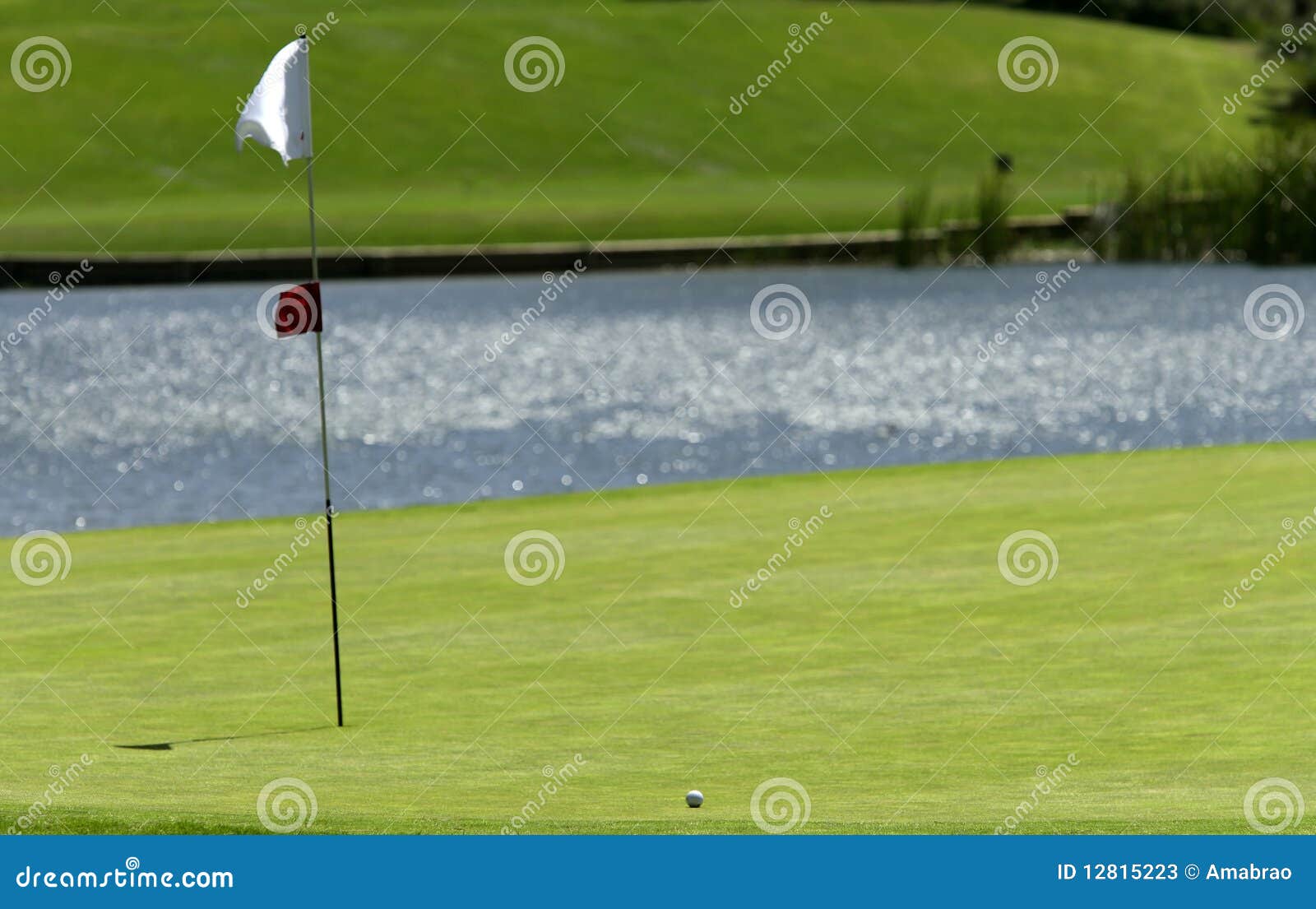 A ball near the hole on a golf course