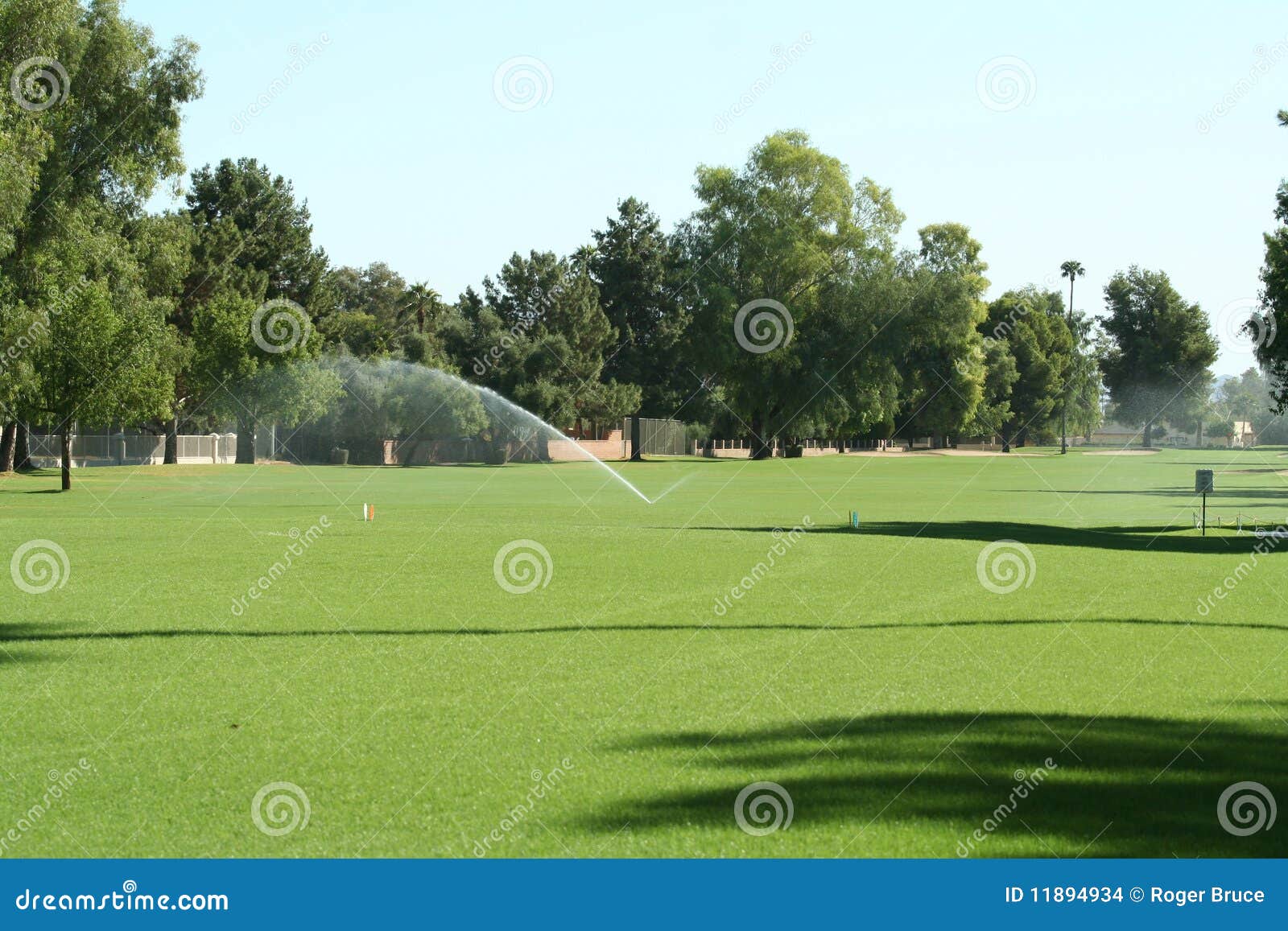 Golf Course Fairway with Irrigation. Stock Photo Image of fairway, grass 11894934