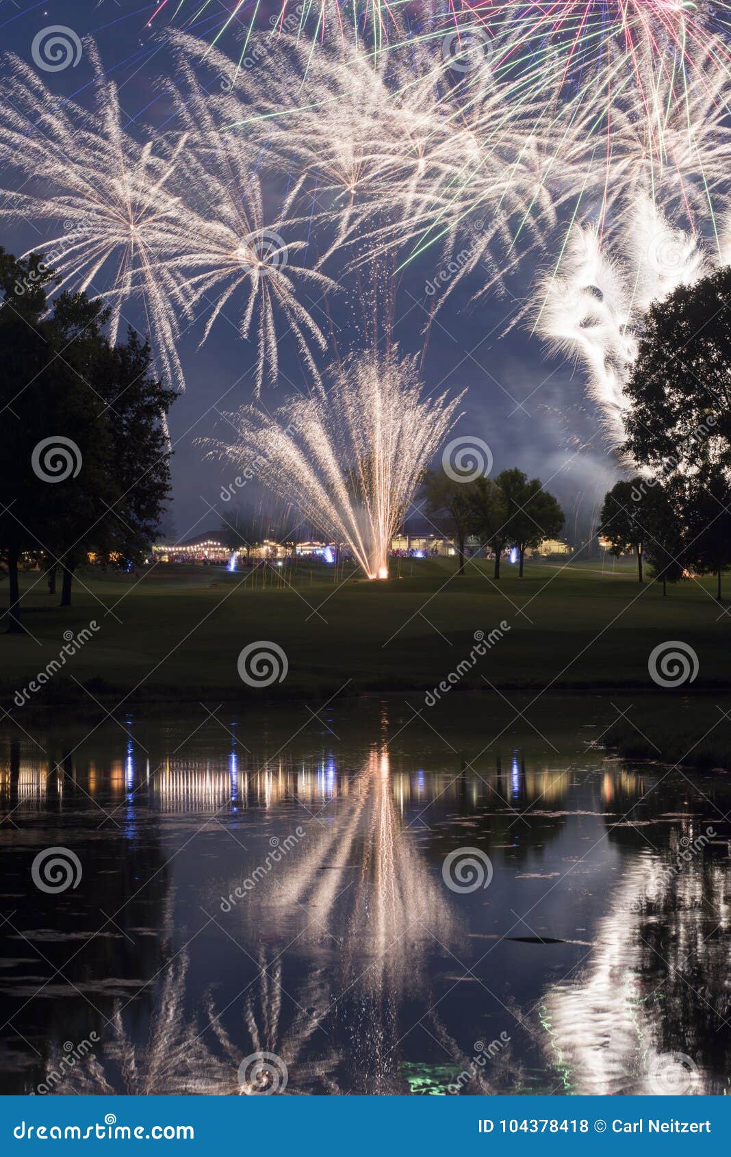 Golf Course Fireworks Display Stock Photo Image of green, july 104378418