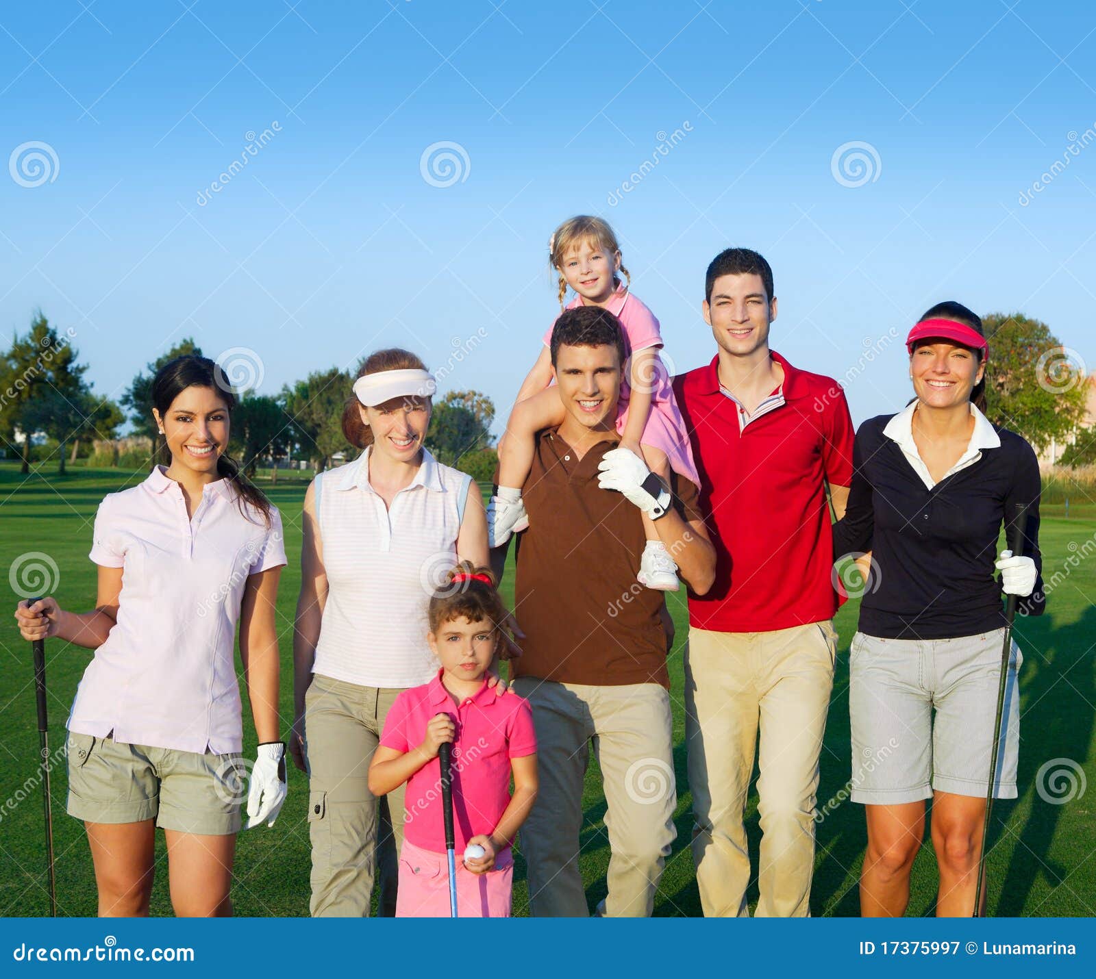 Golf Course Group of Friends People with Children Stock Image Image