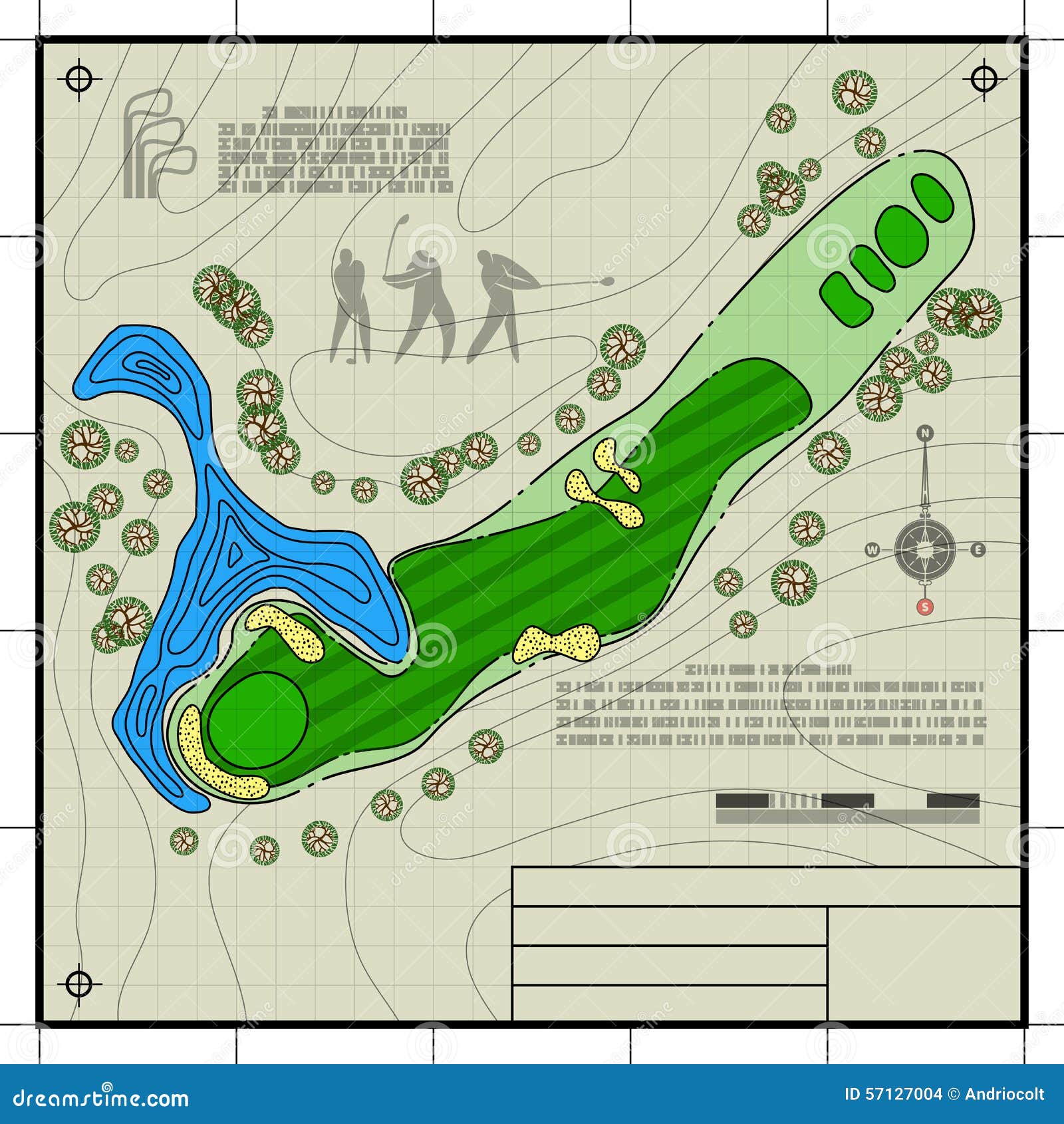 golf course layout blueprint drawing
