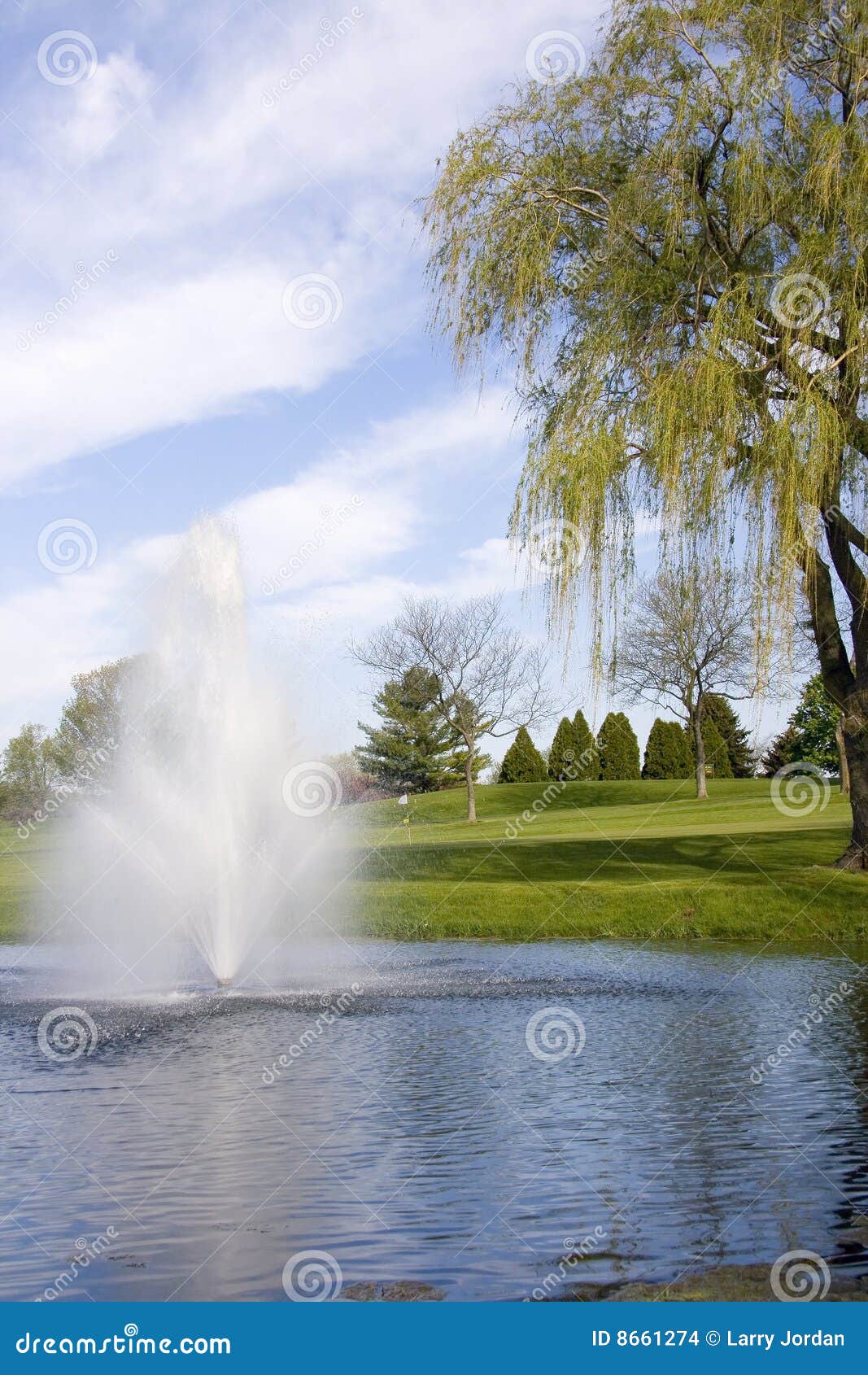Golf Course Pond and Fountain Stock Photo Image of wisconsin, cart 8661274
