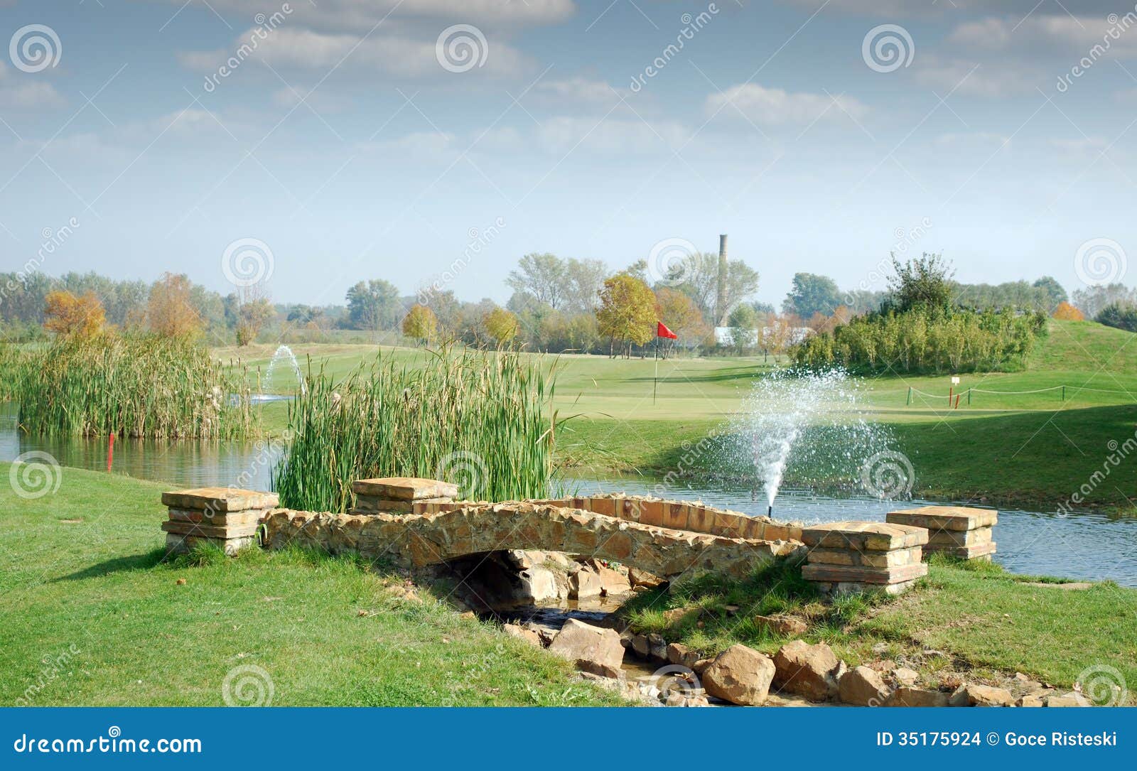 Golf Course with Stone Bridge Stock Photo Image of tree, spring 35175924