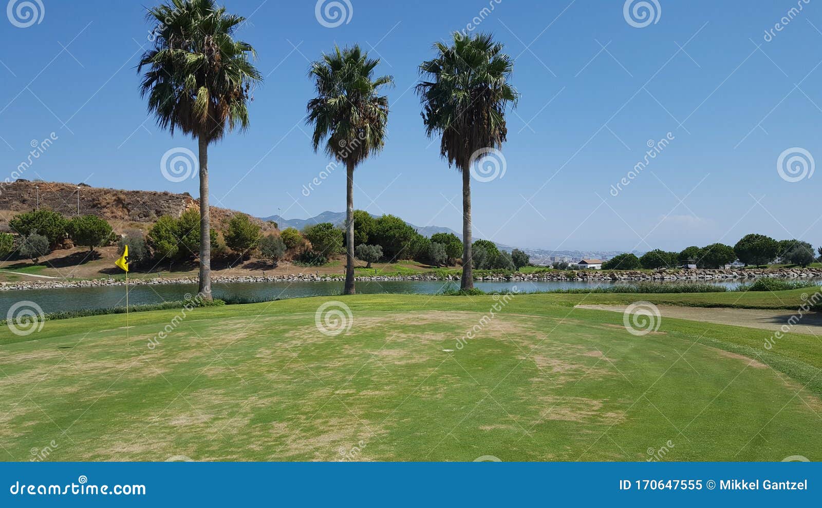 golf court with blue sky