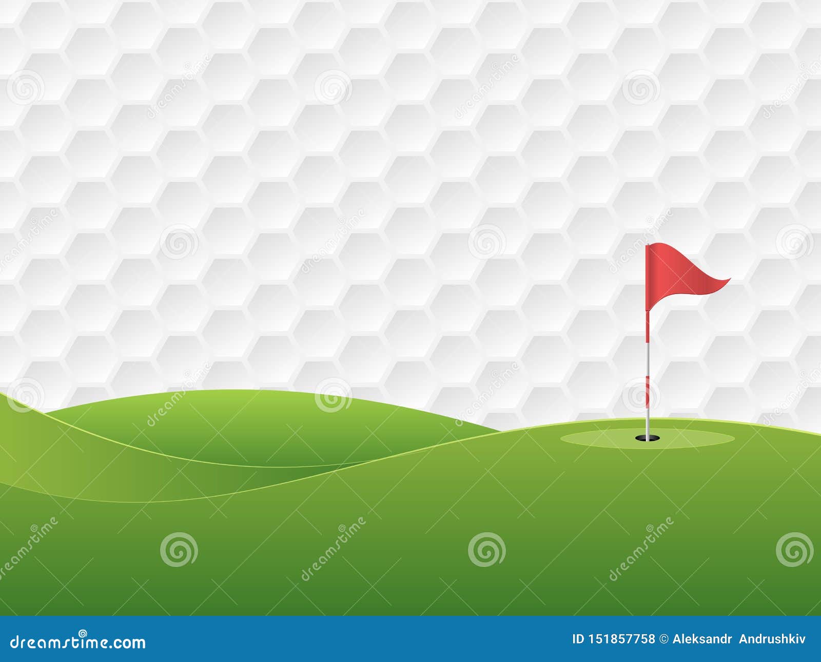 Golf 3. De achtergrond van het golf Golfcursus met een gat en een vlag Vector illustratie