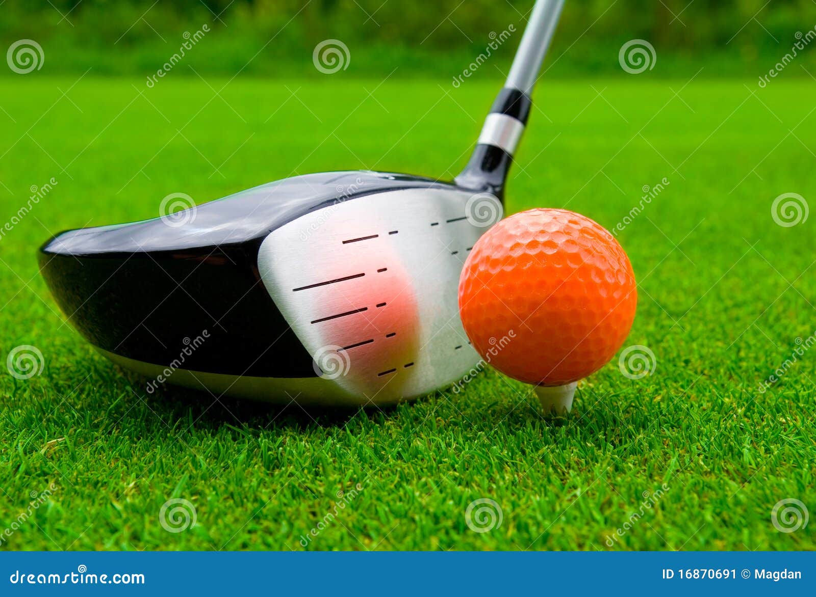 Golf Driver with Orange Ball. Stock Image Image of beginning, club