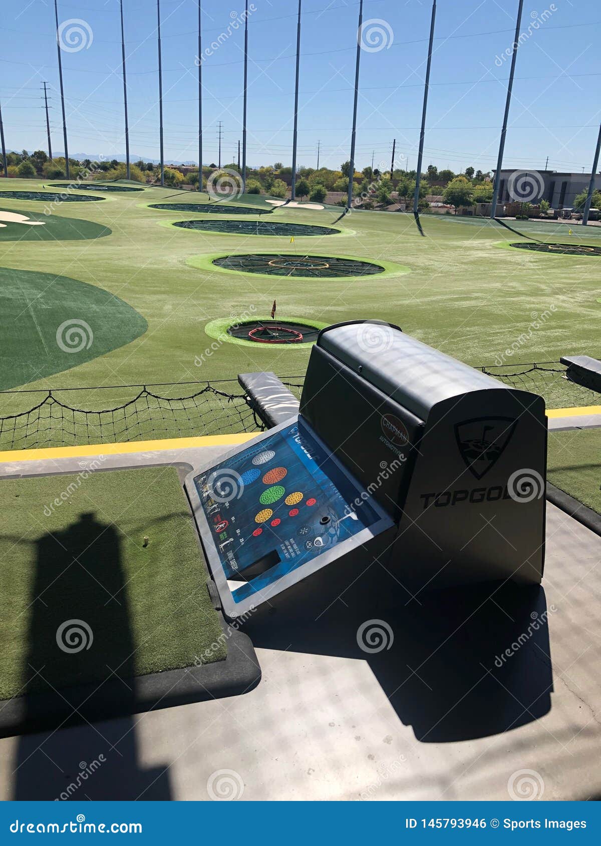 Golf Driving Range With Ballpicker Cart At Topgolf In Edison, NJ