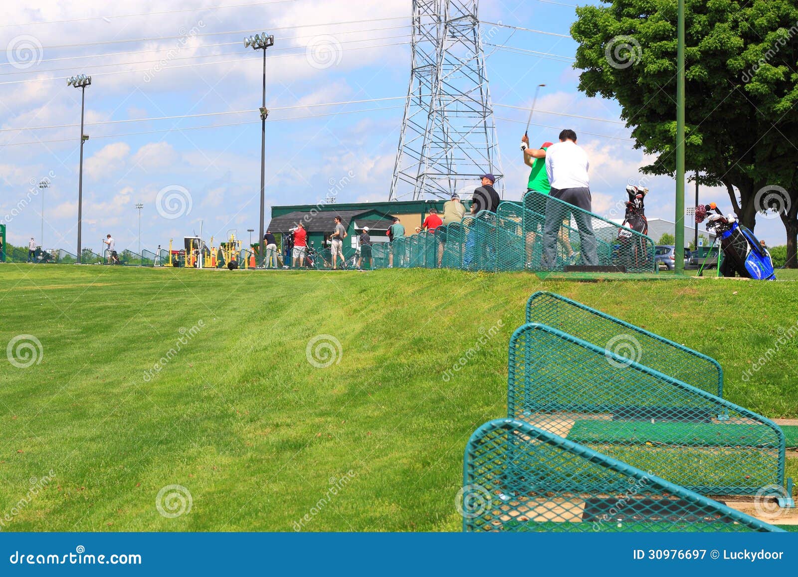 Golf Driving Range With Ballpicker Cart At Topgolf In Edison, NJ