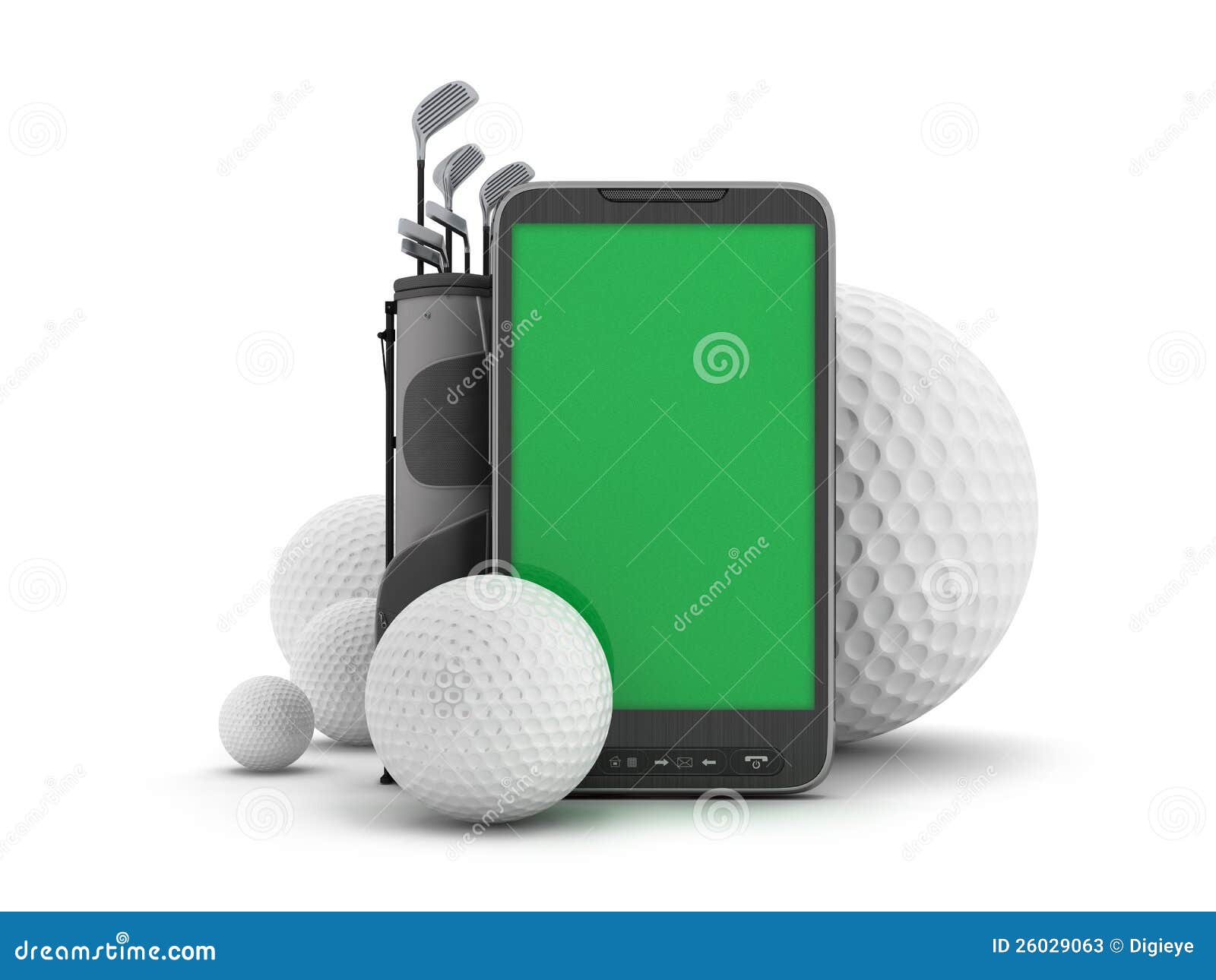 Golf Equipment and Cell Phone Stock Illustration Illustration of