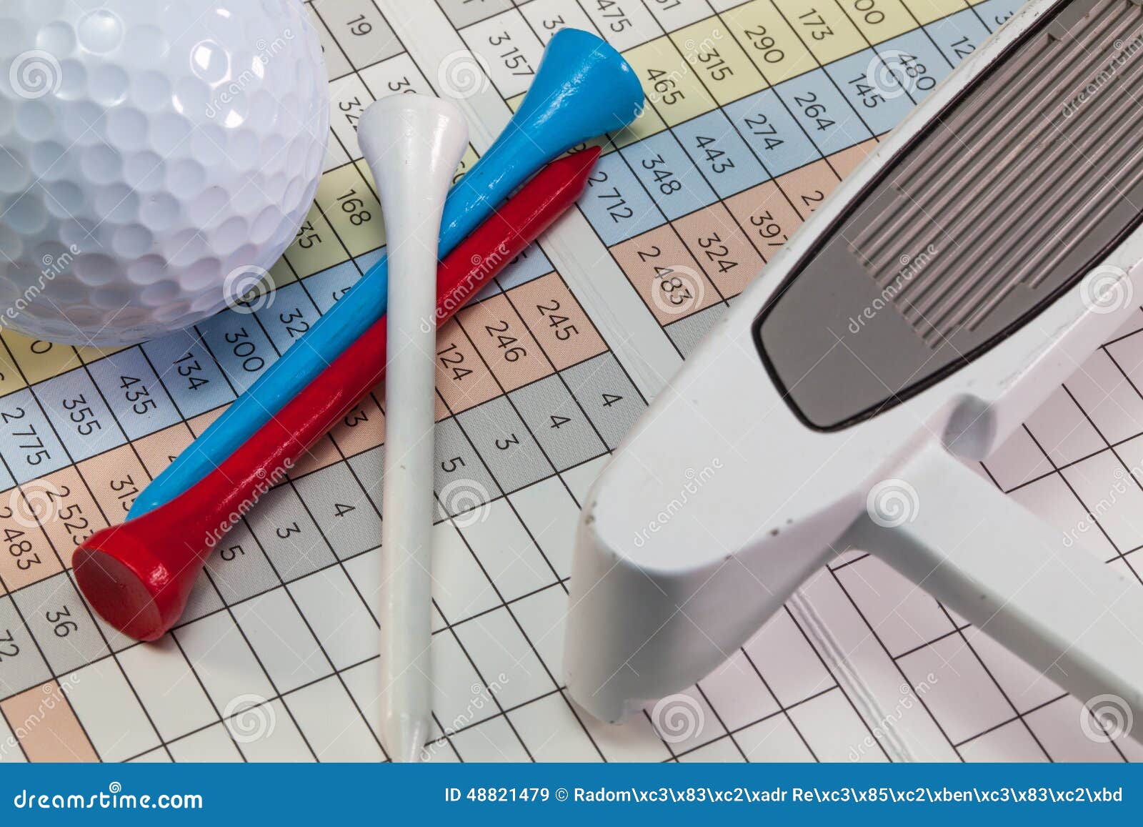 Golf Equipments Lying on a Golf Score Card Stock Image Image of hobby