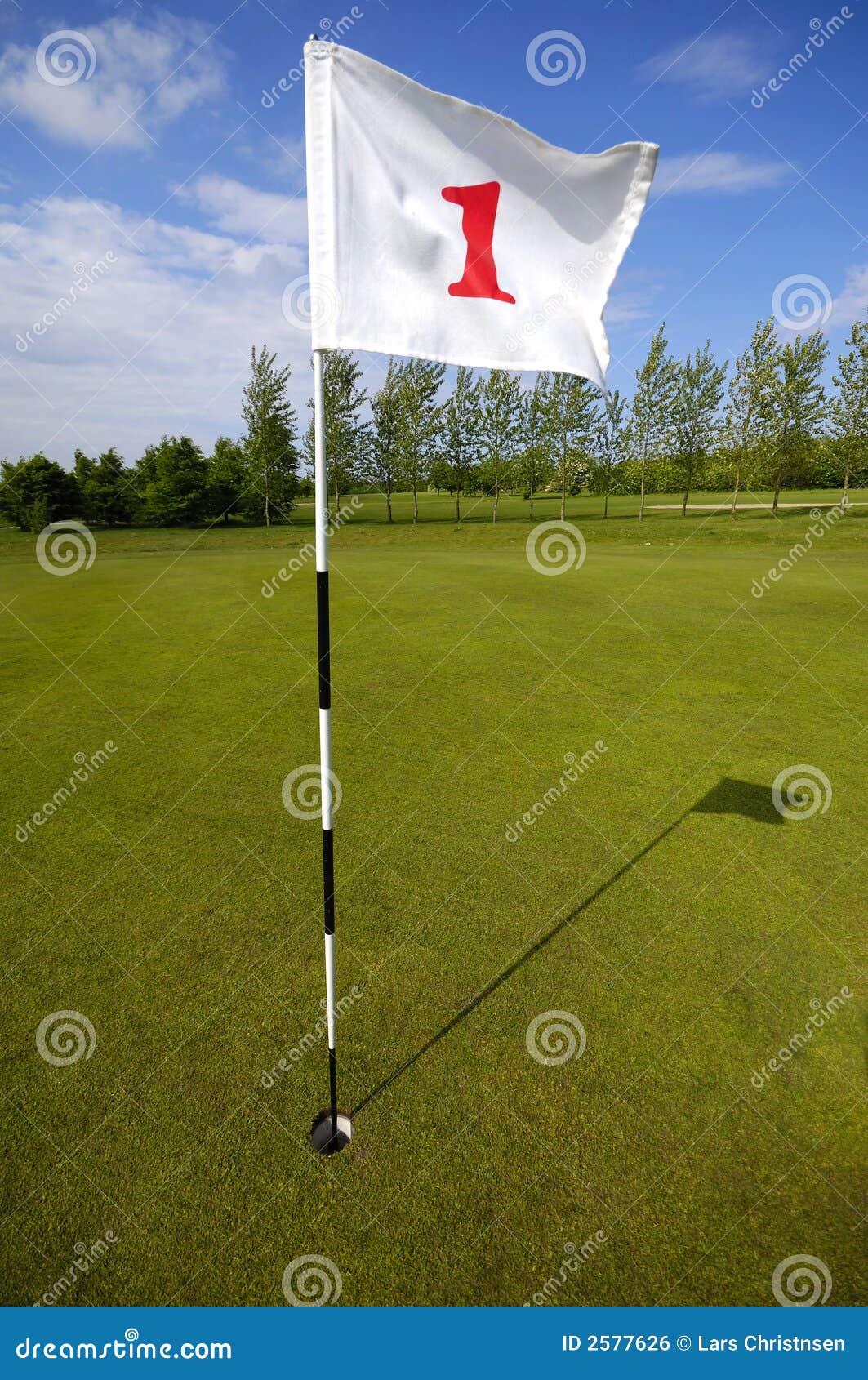 Golf flag number one stock photo. Image of clouds, outdoors - 2577626