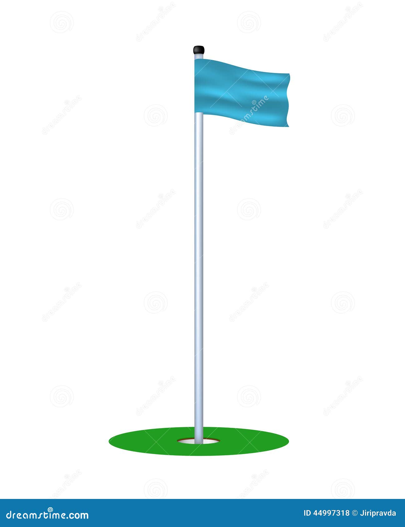 Golf Flag Icon Blue Watercolor Background Cartoon Vector