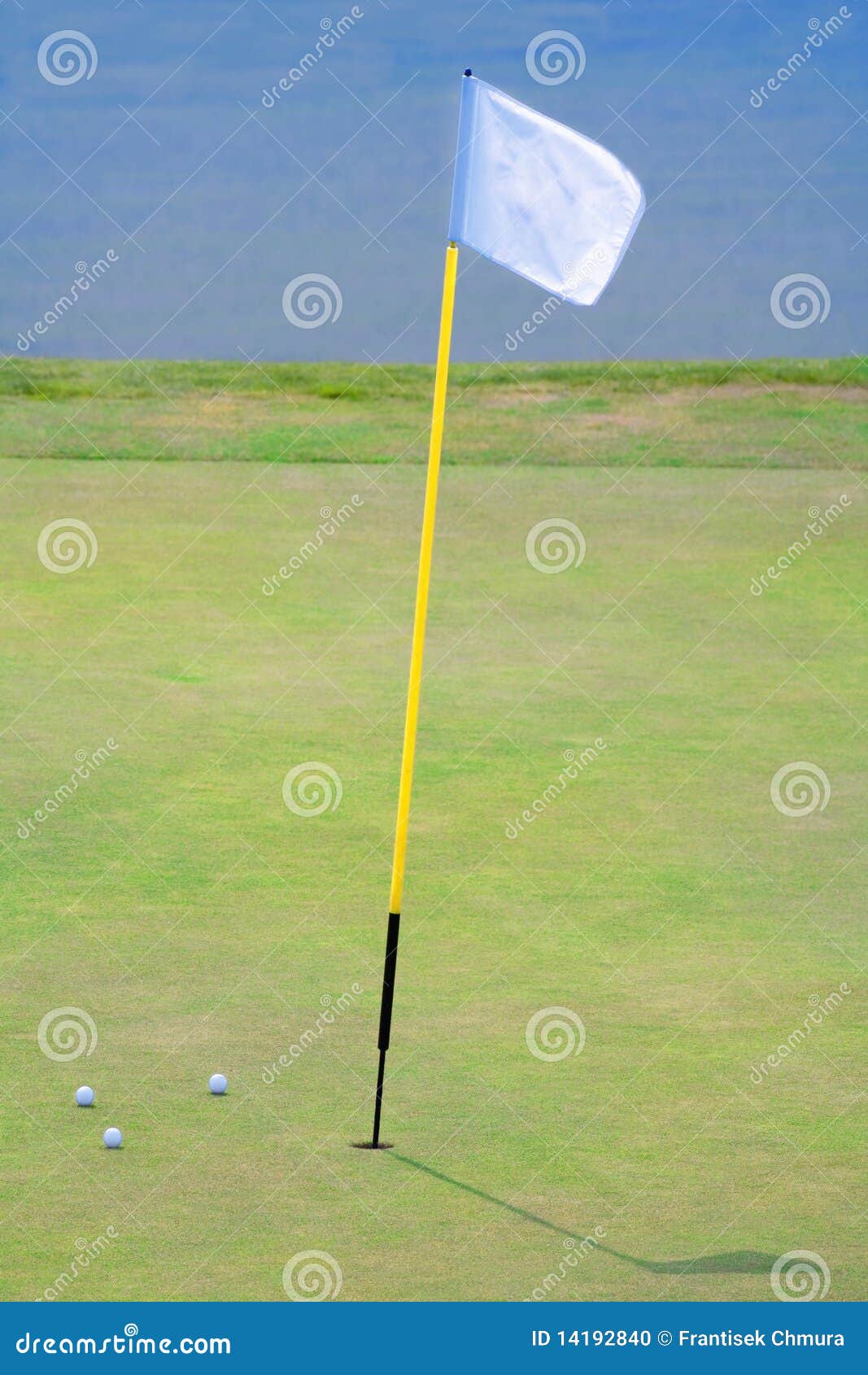 Golf hole with a flag stock photo. Image of fairway, white 14192840